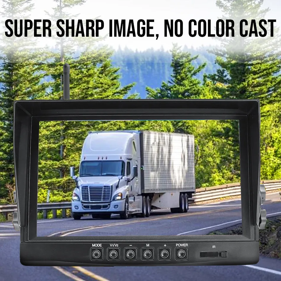 1080P Wired Backup Camera for Trucks. Heavy Duty, 9" LCD! 1080P Cam with Super Night Vision