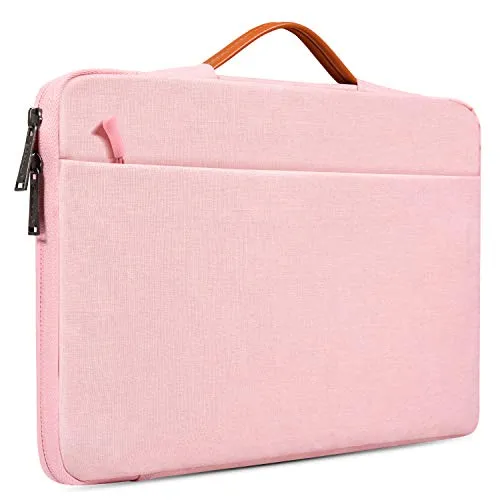 11.6-12.9 Inch Laptop Briefcase Bag for DELL XPS 13 9380, Lenovo Chromebook C330, Samsung Chromebook Pro 12.2 12.3, Surface Pro 6/5, Google Pixel Slate, 360° Protective Notebook Bag Girls Women,Pink