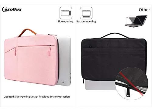 11.6-12.9 Inch Laptop Briefcase Bag for DELL XPS 13 9380, Lenovo Chromebook C330, Samsung Chromebook Pro 12.2 12.3, Surface Pro 6/5, Google Pixel Slate, 360° Protective Notebook Bag Girls Women,Pink