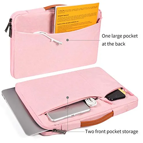 11.6-12.9 Inch Laptop Briefcase Bag for DELL XPS 13 9380, Lenovo Chromebook C330, Samsung Chromebook Pro 12.2 12.3, Surface Pro 6/5, Google Pixel Slate, 360° Protective Notebook Bag Girls Women,Pink