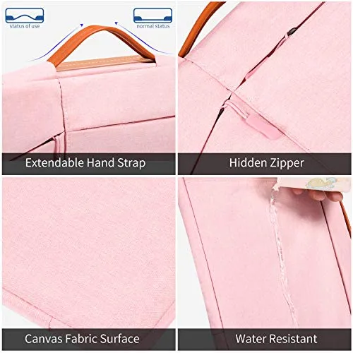 11.6-12.9 Inch Laptop Briefcase Bag for DELL XPS 13 9380, Lenovo Chromebook C330, Samsung Chromebook Pro 12.2 12.3, Surface Pro 6/5, Google Pixel Slate, 360° Protective Notebook Bag Girls Women,Pink