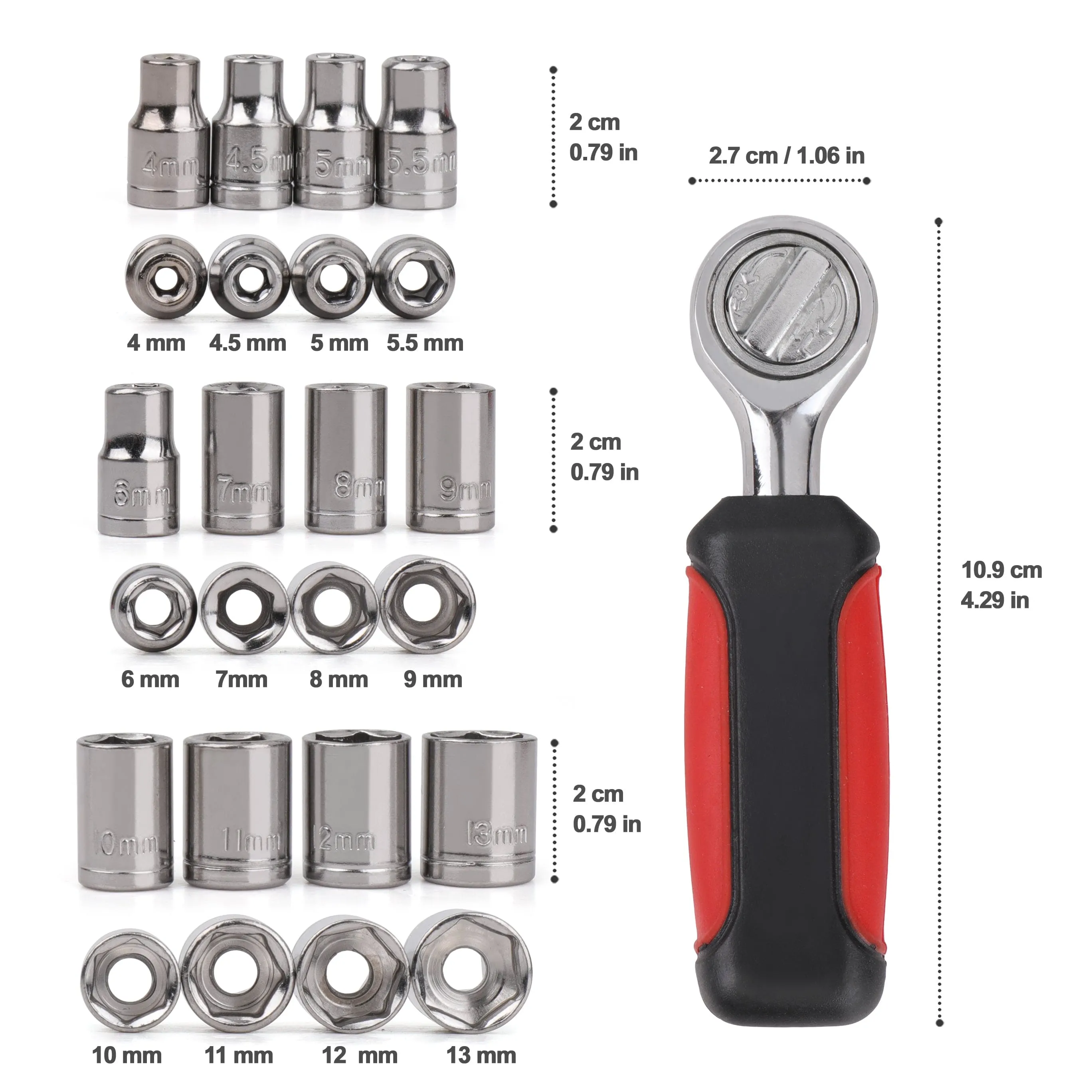 13 Piece ¼ Inch Drive Metric Socket Set - DT5023