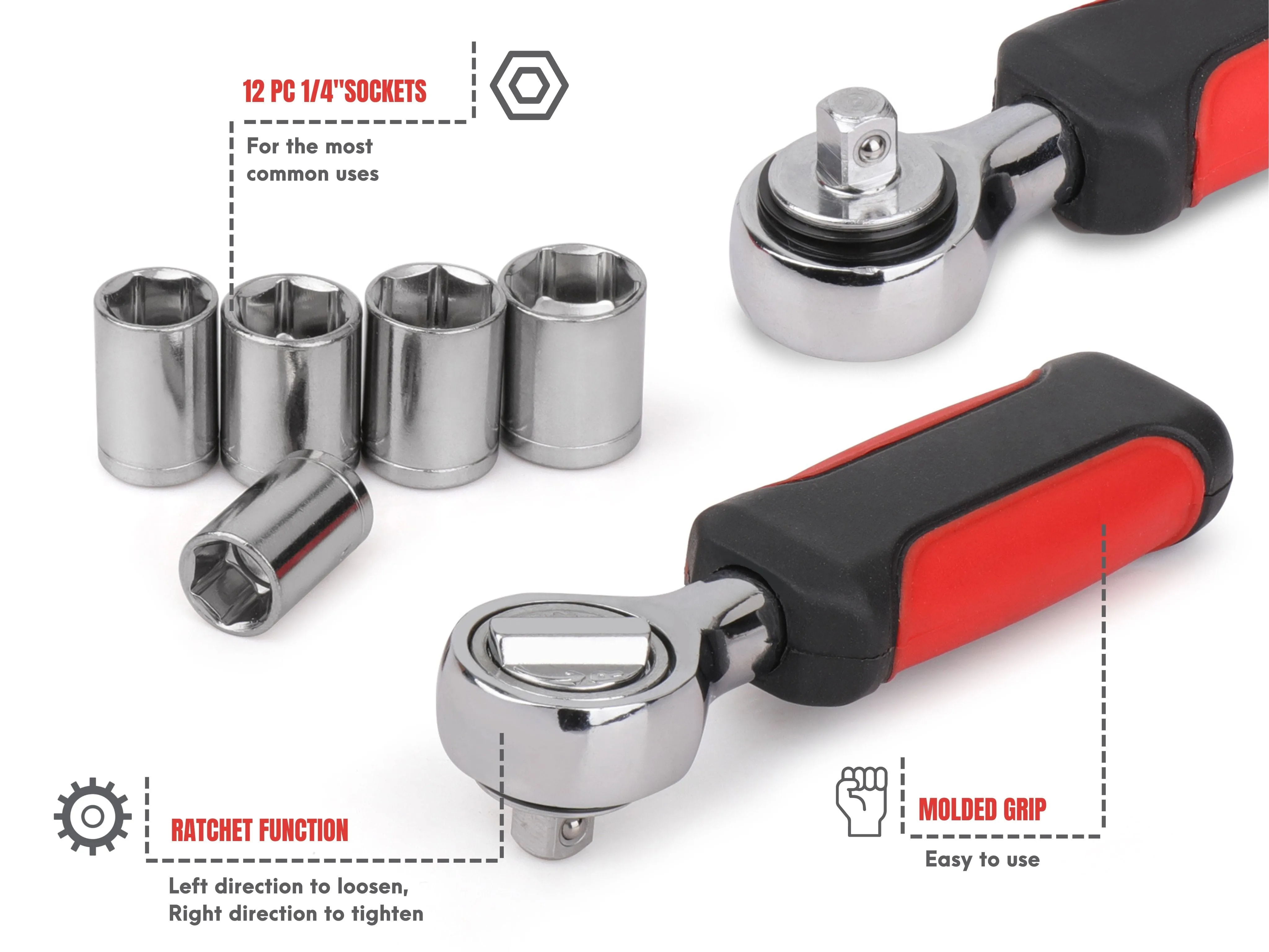 13 Piece ¼ Inch Drive Metric Socket Set - DT5023