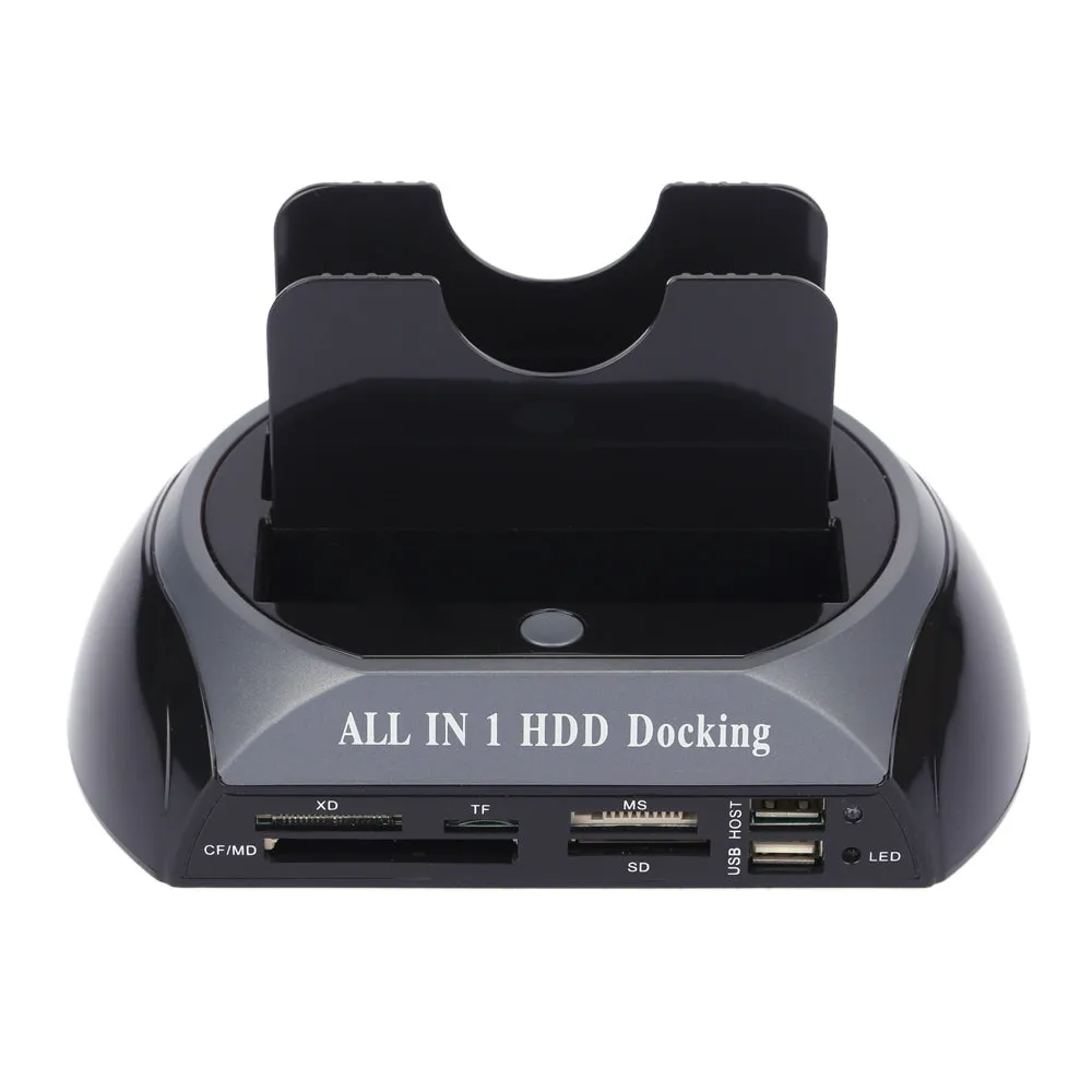 2.5" 3.5 SATA/IDE HDD Case 2-Dock Dual Bay Hard Drive Docking Station e-SATA Card Reader Hub USB Enclosure Hdd Enclosure EU Plug