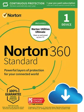 360 Standard with Norton Utilities Ultimate (1-Device) (1-Year Subscription with Auto Renewal) - Android, Mac OS, Windows, Apple iOS [Digital]