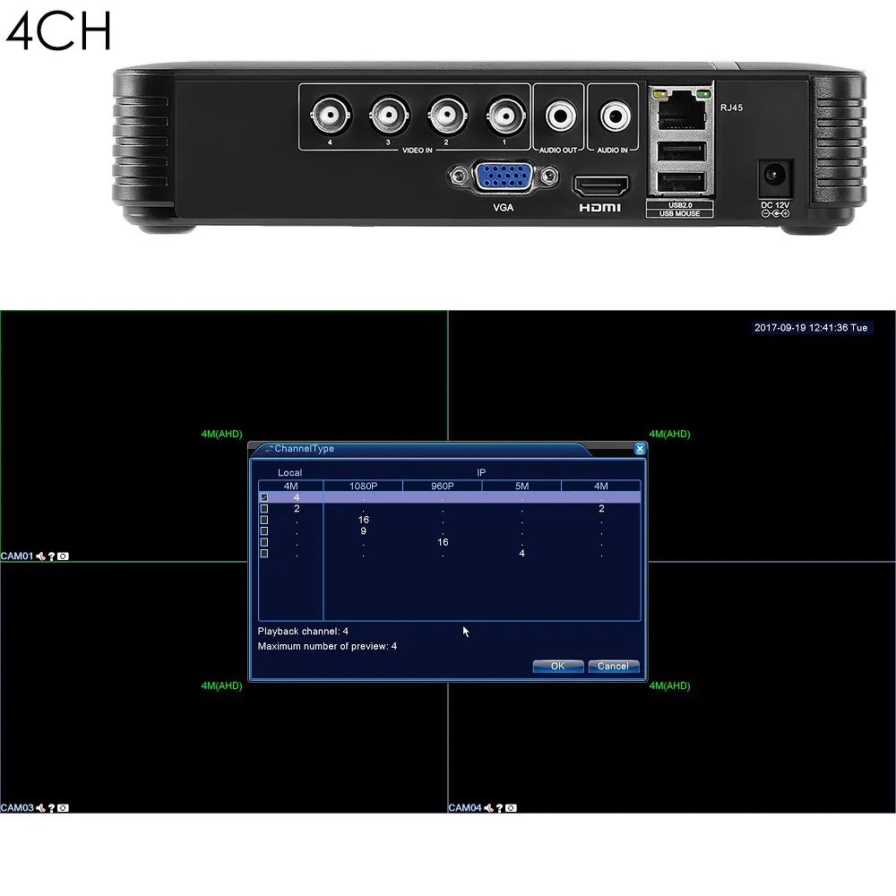 4MP AHD DVR NVR CCTV 4Ch 8Ch IP 1080P 3MP 5MP Hybrid Security