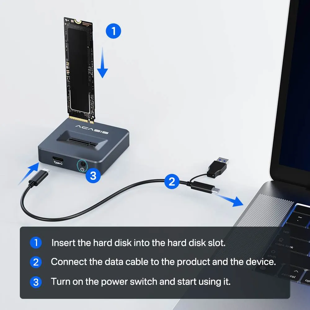 Acasis 10Gbps M.2 NVMe/SATA Type-C SSD Base for Windows & MAC