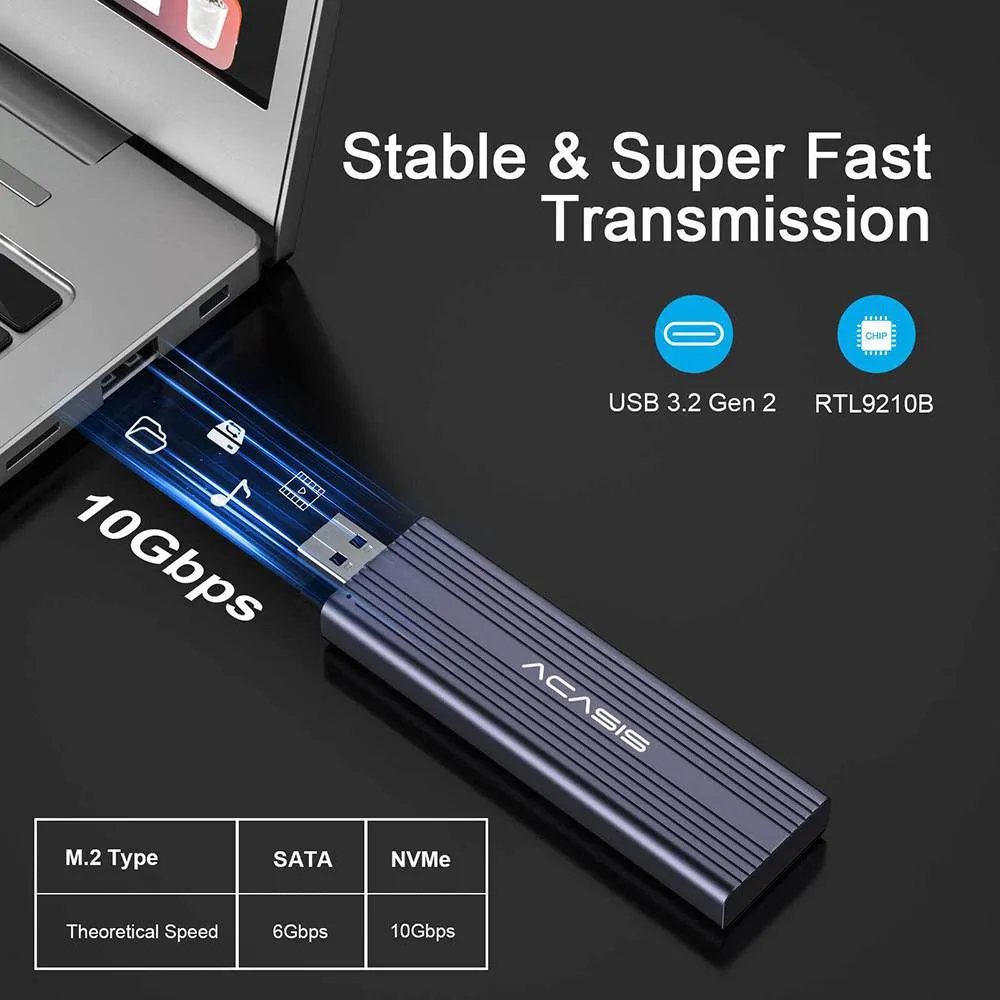 Acasis NVMe/SATA M.2 to USB 3.2 Gen 2 10Gbps SSD Enclosure