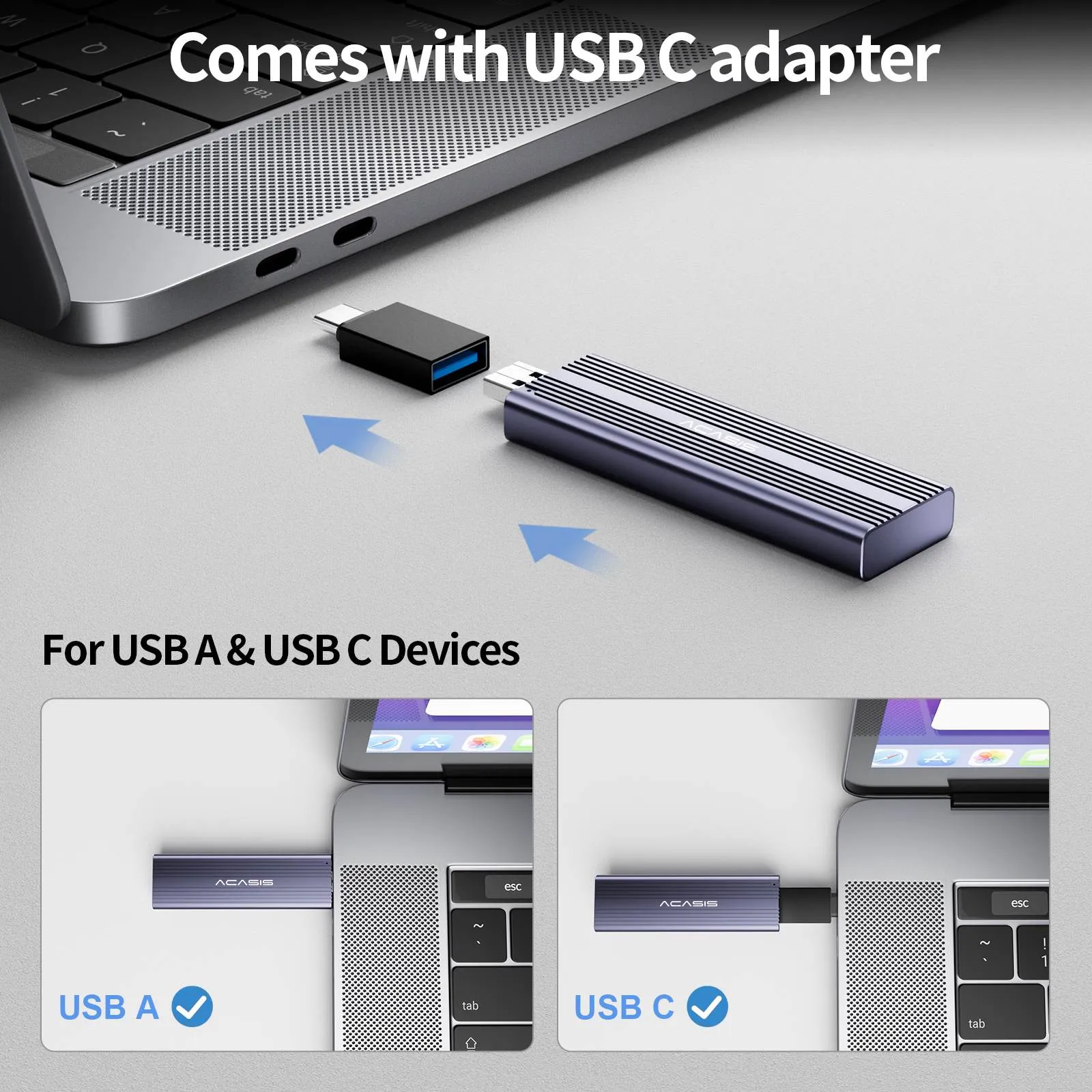 Acasis NVMe/SATA M.2 to USB 3.2 Gen 2 10Gbps SSD Enclosure