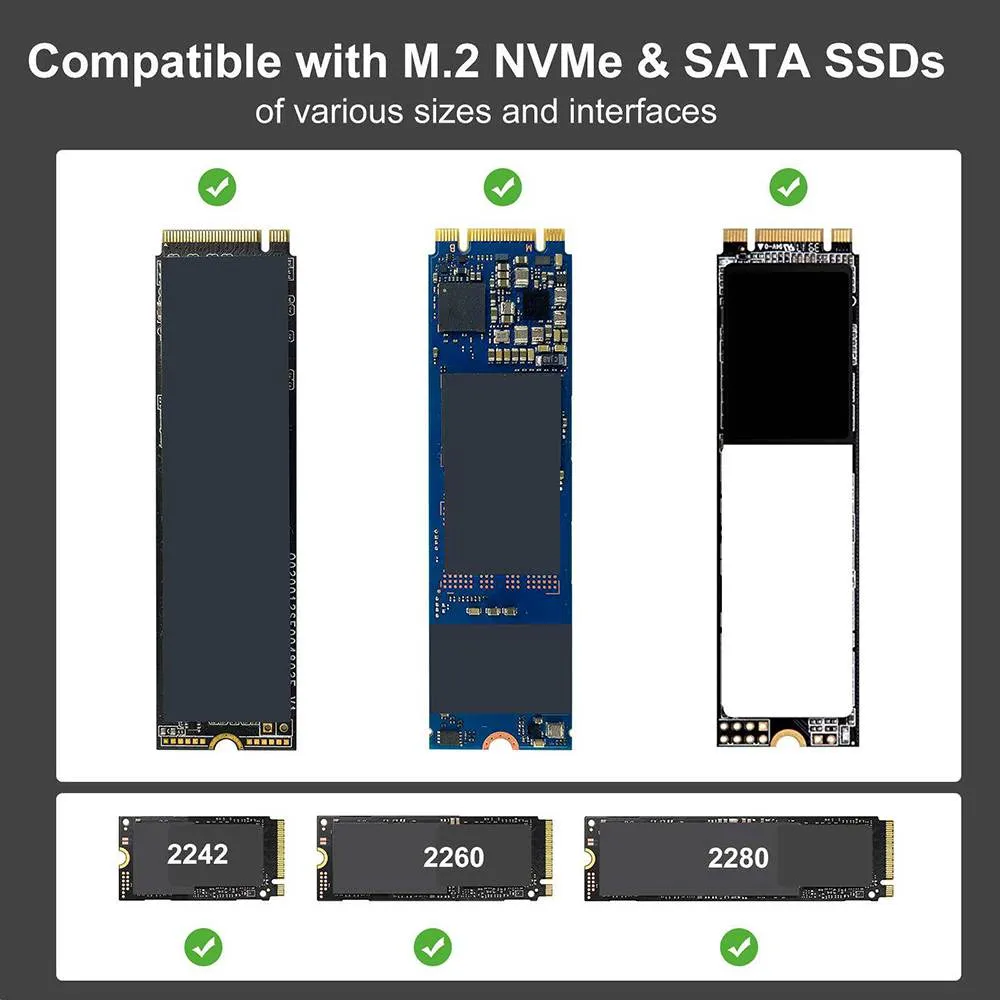 Acasis NVMe/SATA M.2 to USB 3.2 Gen 2 10Gbps SSD Enclosure