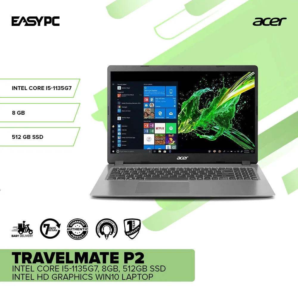 Acer TravelMate P2 Intel Core i5-1135G7/?8 GB/?512 GB SSD/Intel HD Graphics/Win10 Laptop PS