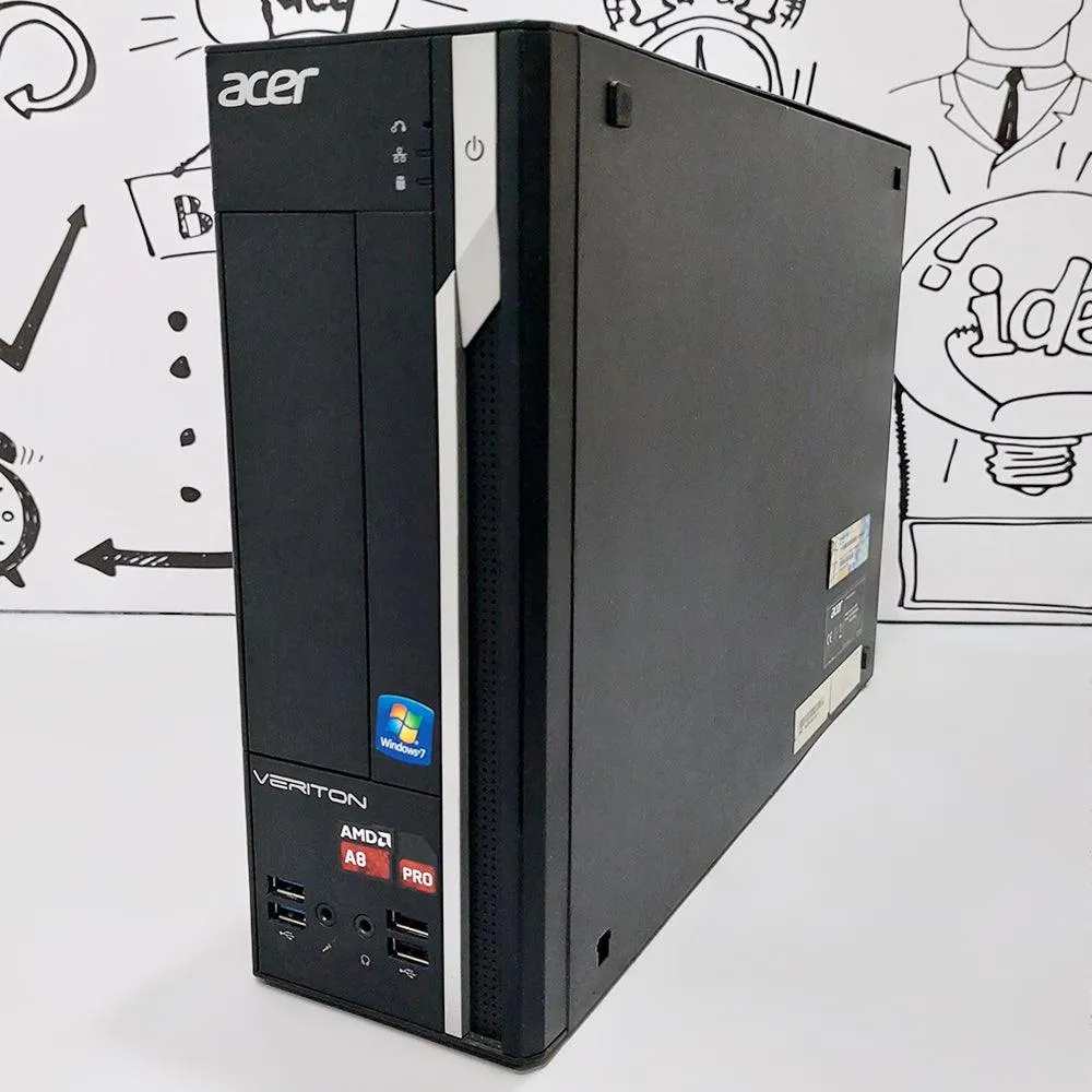 Acer Veriton X4110G Desktop PC (AMD A8 Pro-7600B - 4GB DDR3 - No Hard - AMD Radeon R7) Original Used