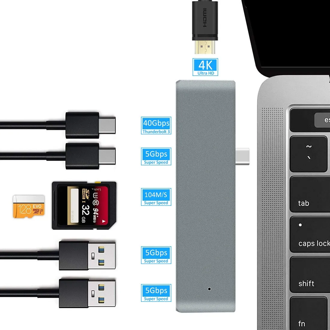 Adaptador USB multi 5 en 1