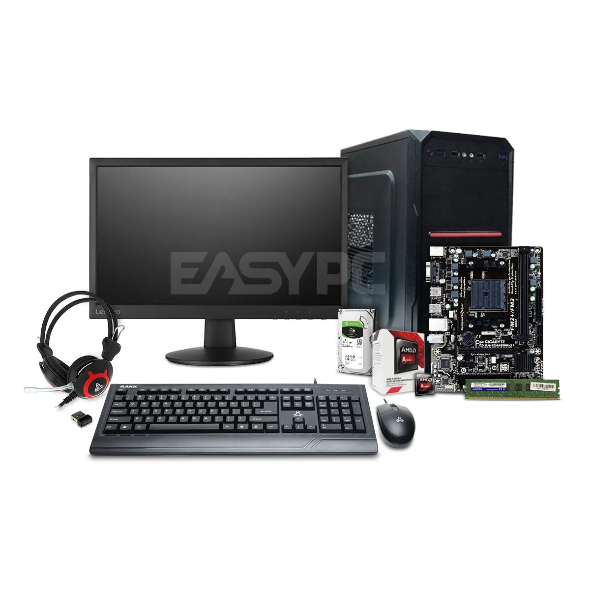 Amd A8-7680/A68/8gb/1TB HDD/Micro Atx with 700w/22"/Wireless Adapter/KBM/Headset