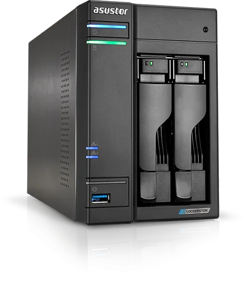 ASUSTOR Lockerstor 2 AS6602T 2-Bay NAS - Intel Celeron J4125 2.7GHz (Quad-Core), 4GB DDR4