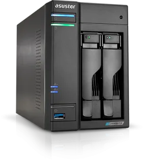 ASUSTOR Lockerstor 2 AS6602T 2-Bay NAS - Intel Celeron J4125 2.7GHz (Quad-Core), 4GB DDR4