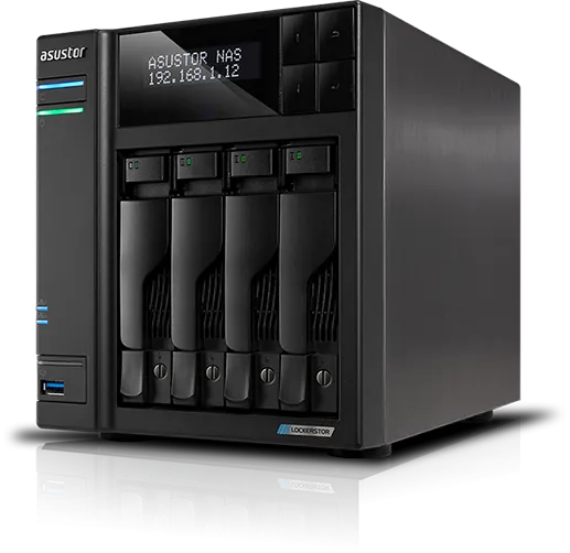 ASUSTOR Lockerstor 4 AS6604T ( LCD Panel ) 4-Bay NAS - Intel Celeron J4125 2.7GHz (Quad-Core), 4GB DDR4