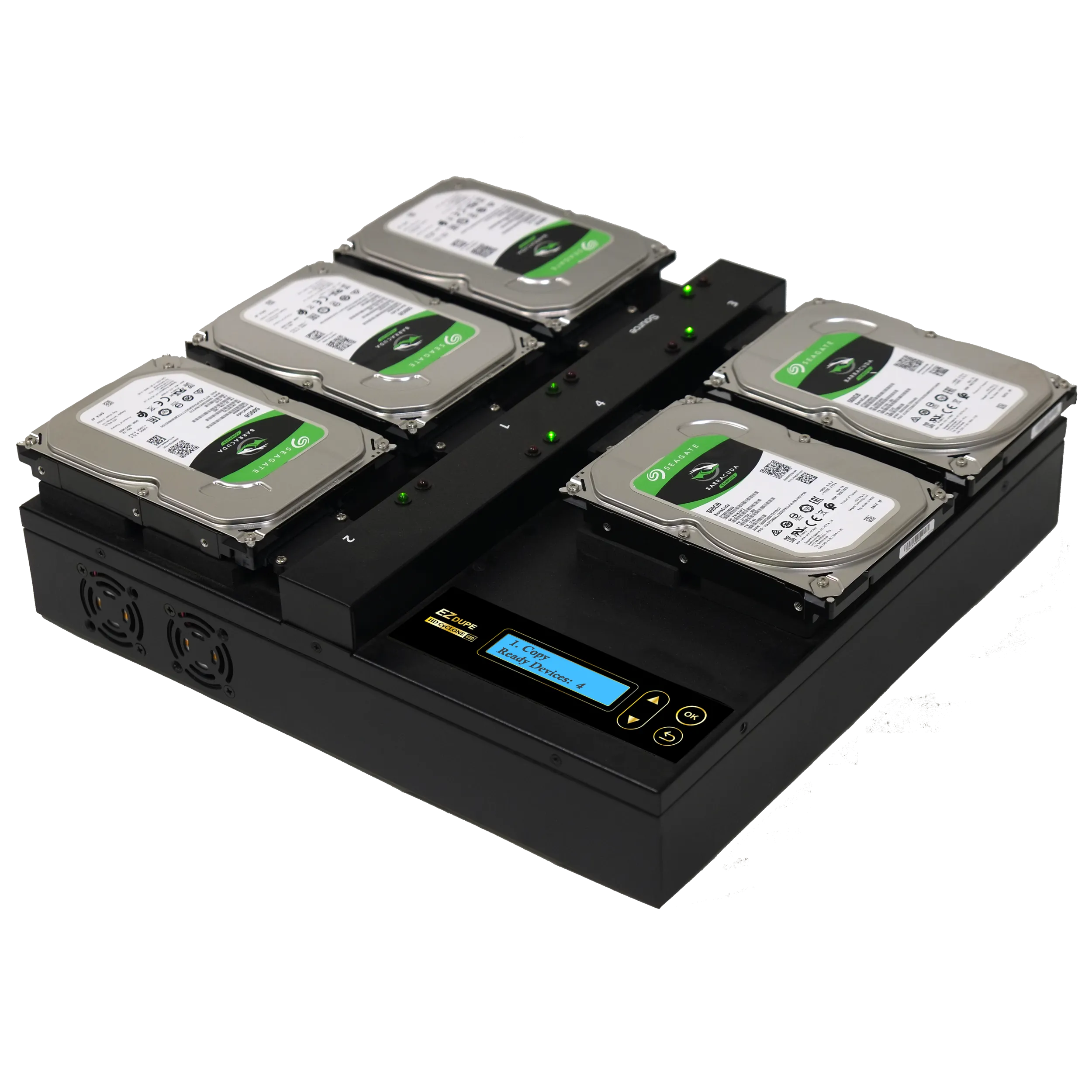 EZ Dupe 1 to 4 Flatbed SATA Hard Drive Duplicator - HD Cyclone 600 Open Platform HDD Cloner 36GB/Min