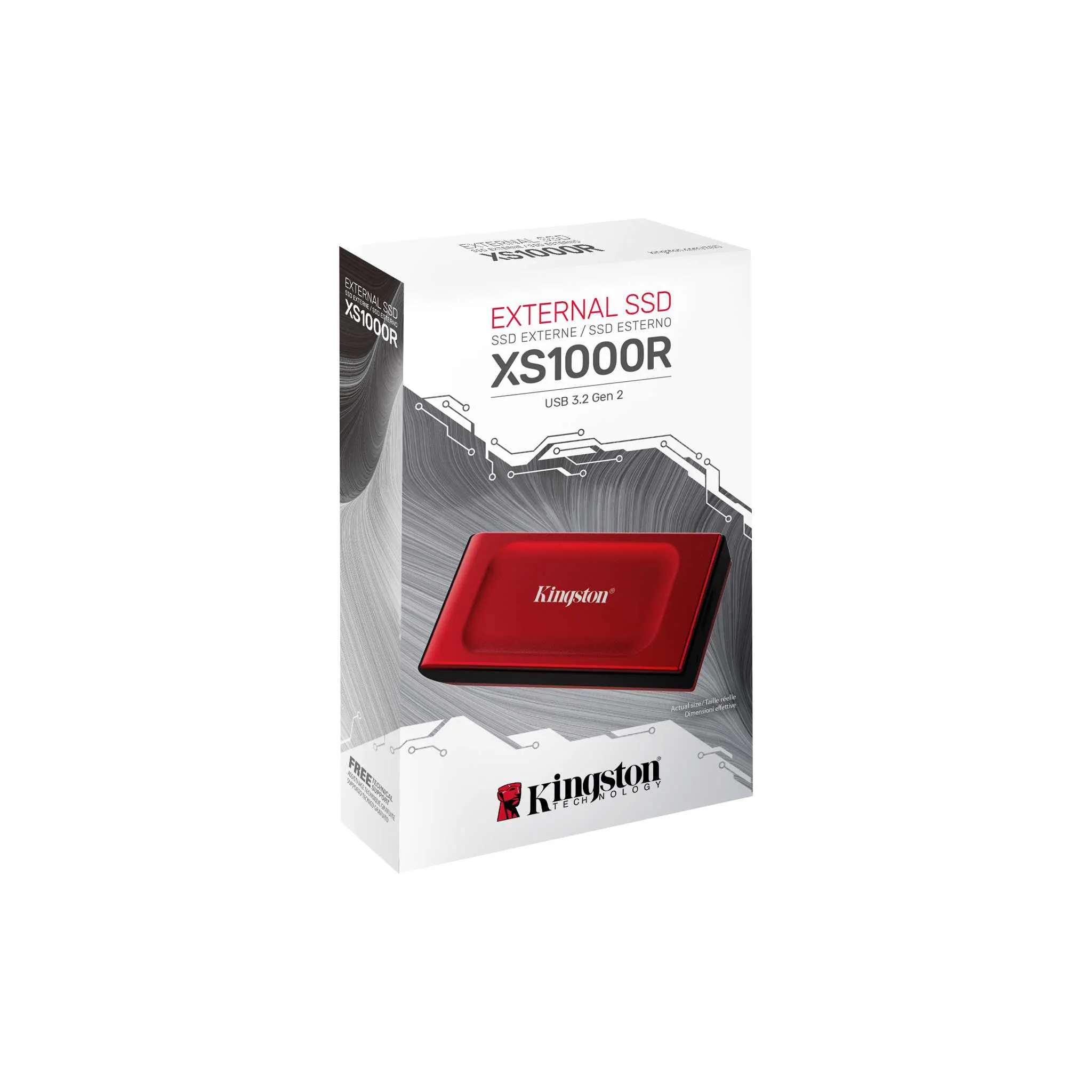 Kingston XS1000 1TB Portable SSD Red | Pocket-Sized | USB 3.2 Gen 2 | External Solid State Drive | Up to 1050MB/s | SXS1000R/1000G