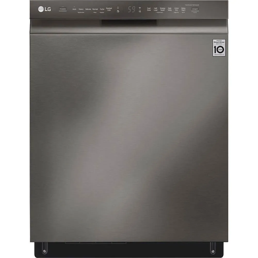 LG - 24" Dishwasher with Stainless Steel Tub, Quadwash, and 3rd Rack - Black Stainless Steel