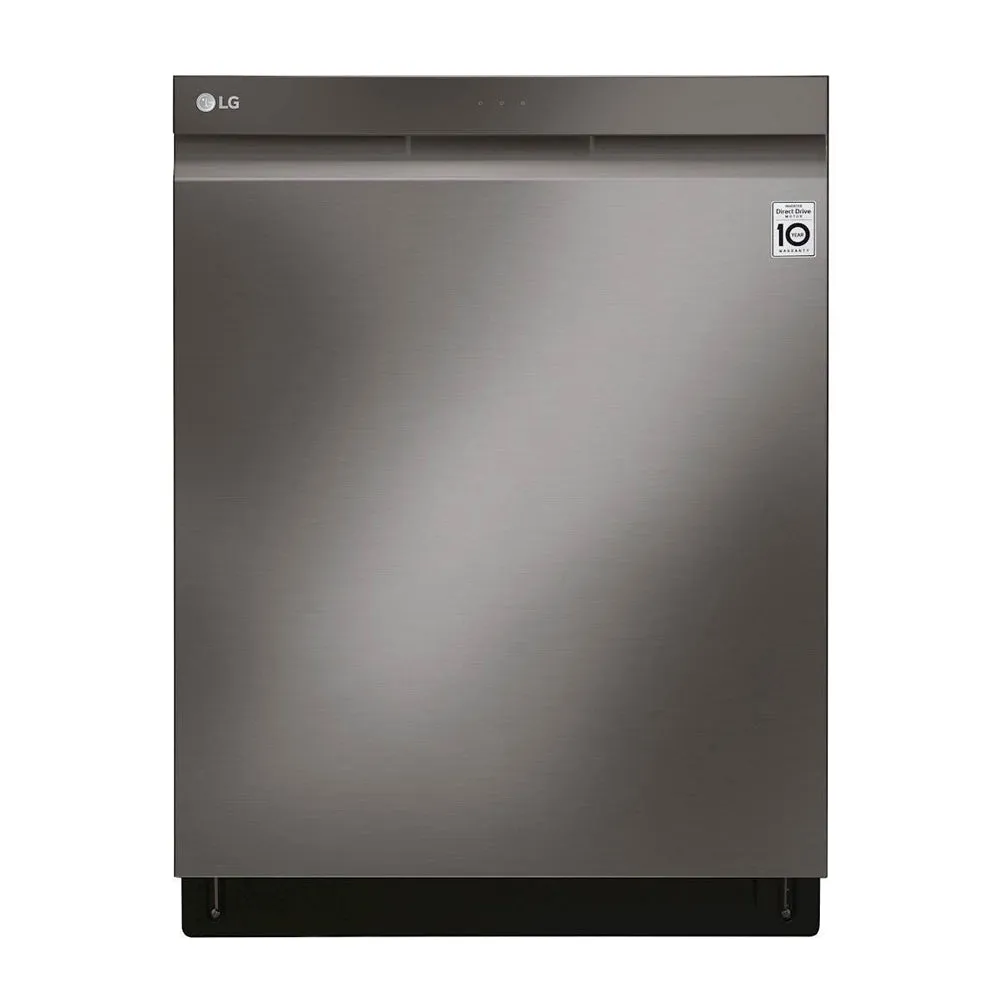 LG - 24" Top Control Built In Dishwasher with TrueSteam and Third Rack - Black Stainless Steel