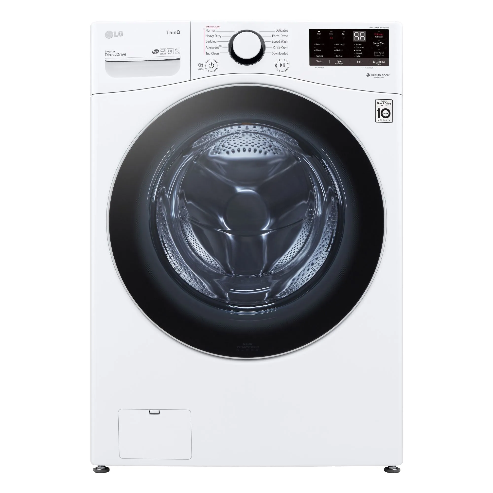 LG White Smart Wi-Fi Enabled Steam Front Load Washer with AI Direct Drive Technology (5.2 Cu.Ft) WM3600HWA