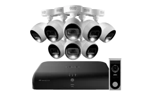 Lorex 4K 8-Channel 2TB Wired DVR System with 8 Active Deterrence Cameras and 1080p Wi-Fi Doorbell