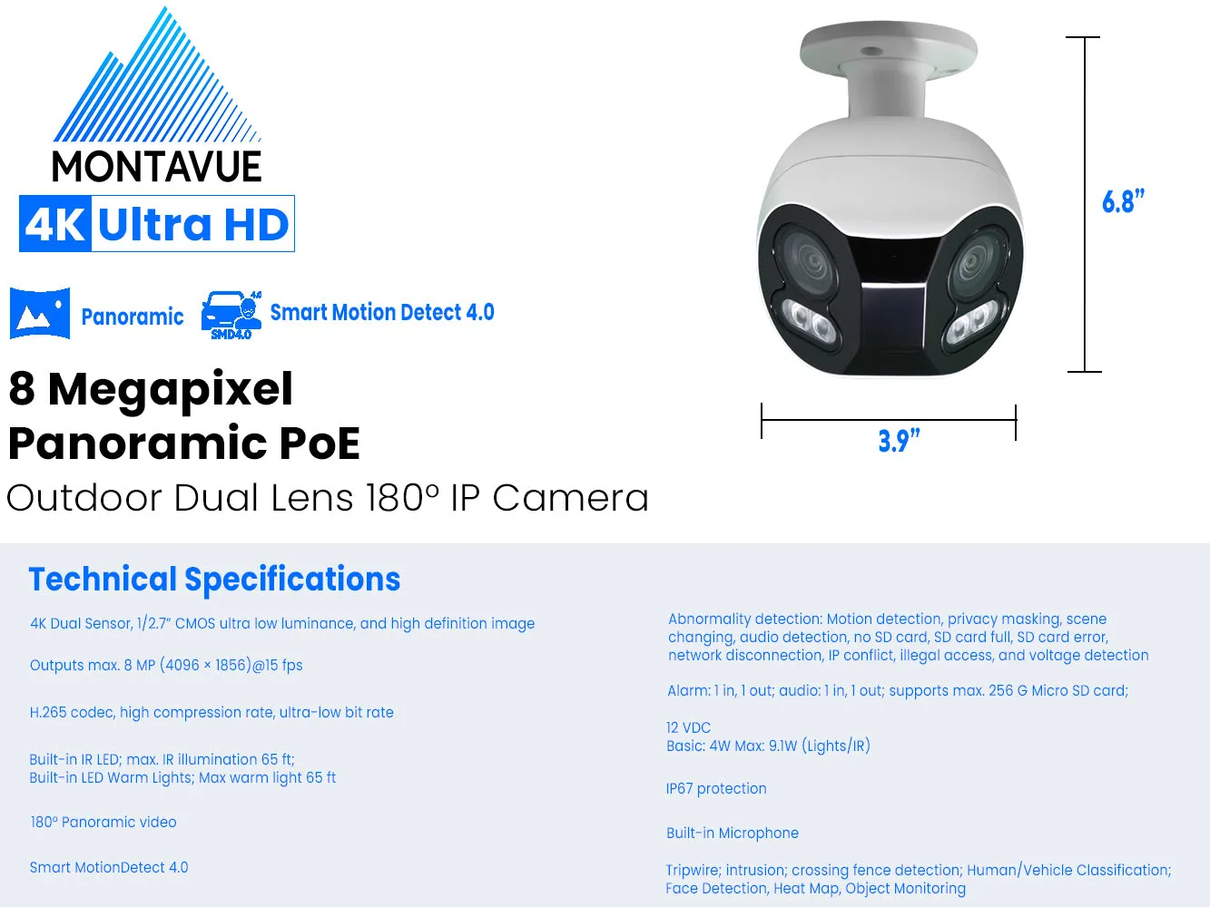 MTB180C-FC-SMD4 Package | 8MP 4K Panoramic Bullet Cameras and 32 Channel 4 Series AI NVR and 6TB HDD