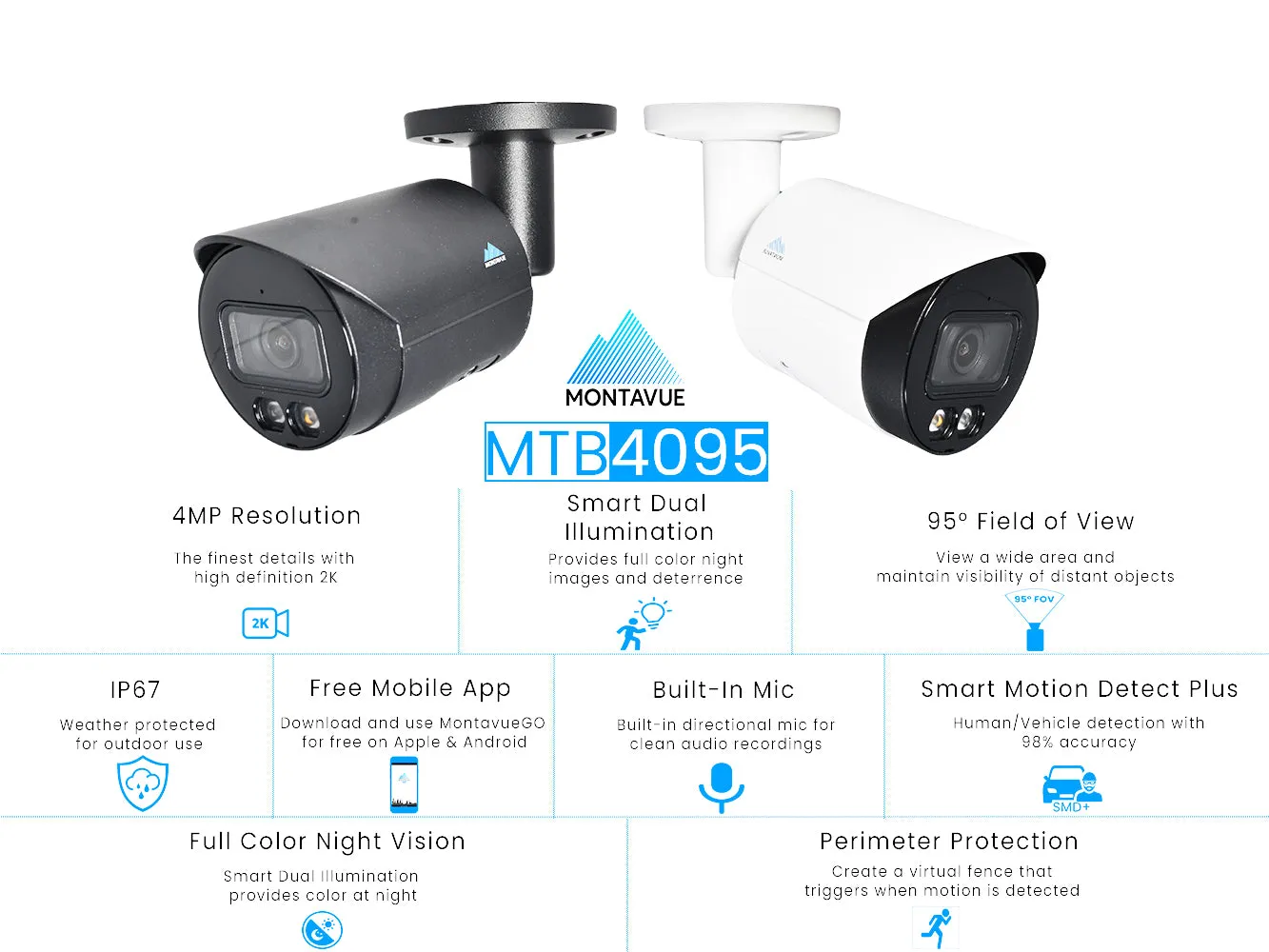 MTB4095 Package | 4MP 2K SMD  Bullet Cameras and 16 Channel NVR with 3TB HDD