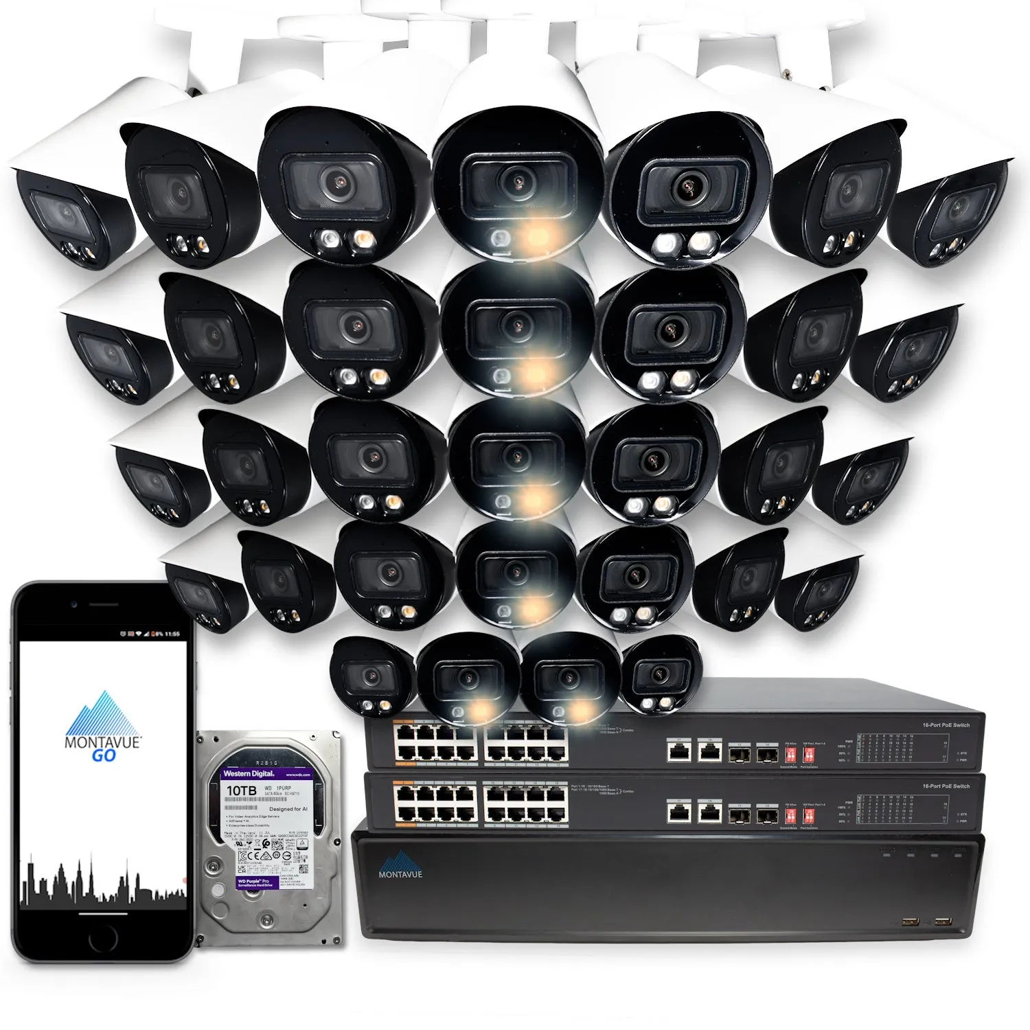 MTB4095 Package | 4MP 2K SMD  Bullet Cameras and 64 Channel NVR with 10TB HDD