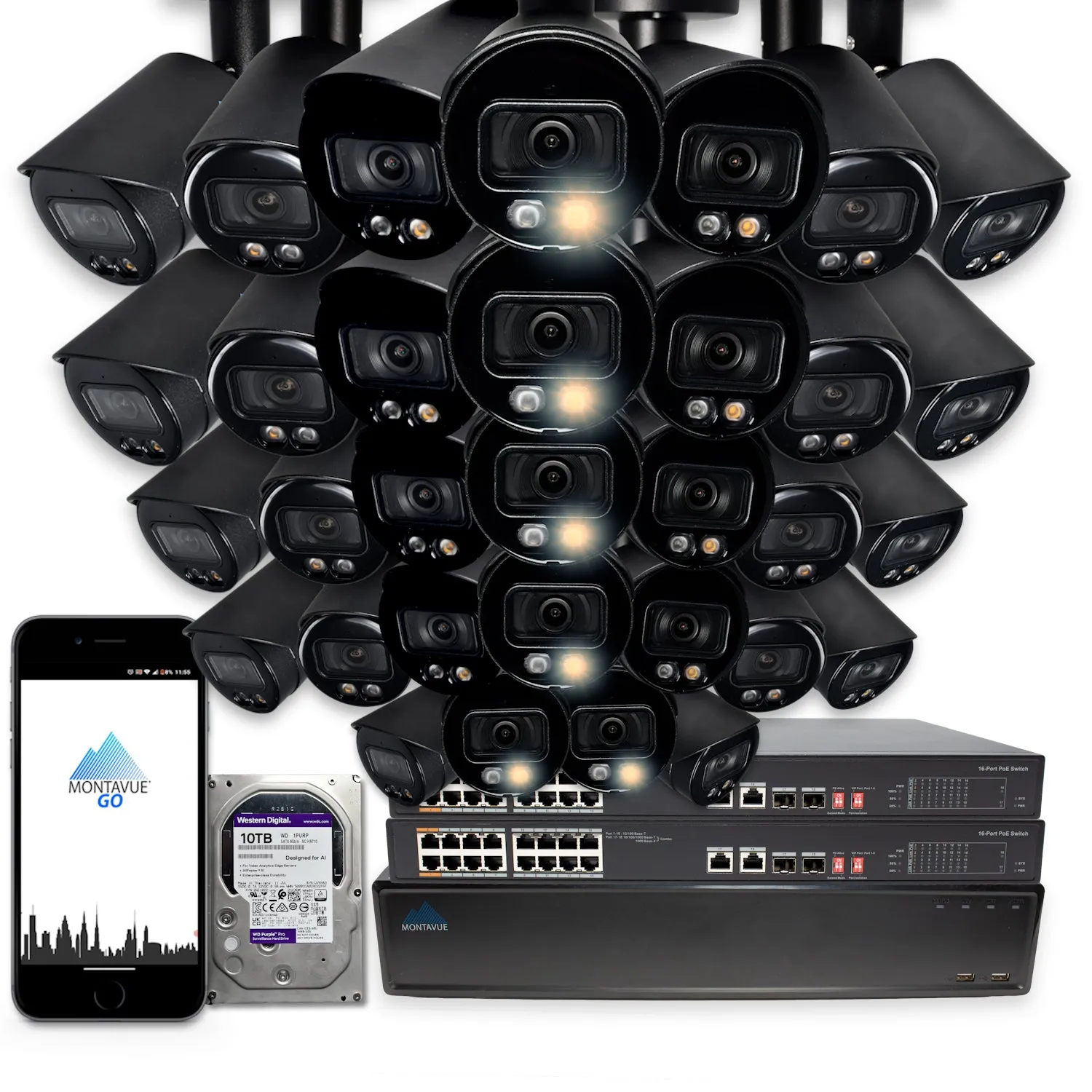 MTB4095 Package | 4MP 2K SMD  Bullet Cameras and 64 Channel NVR with 10TB HDD