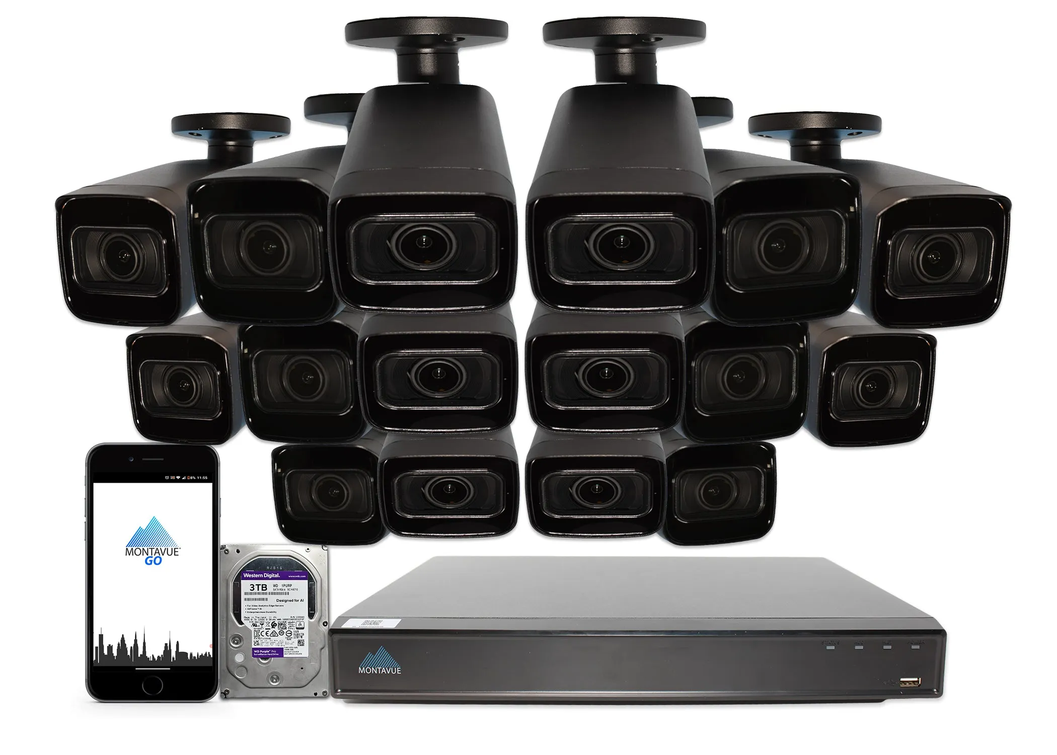 MTB8113-V-AISMD Package | 8MP 4K Smart Varifocal Bullet Cameras and 16 Channel 4 Series AI NVR and 3TB HDD