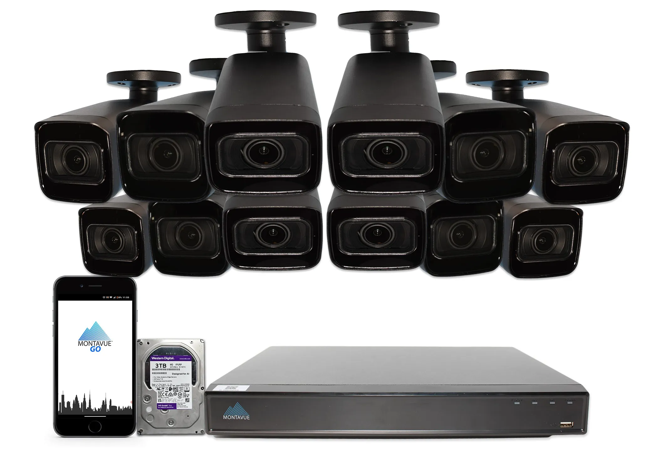 MTB8113-V-AISMD Package | 8MP 4K Smart Varifocal Bullet Cameras and 16 Channel 4 Series AI NVR and 3TB HDD