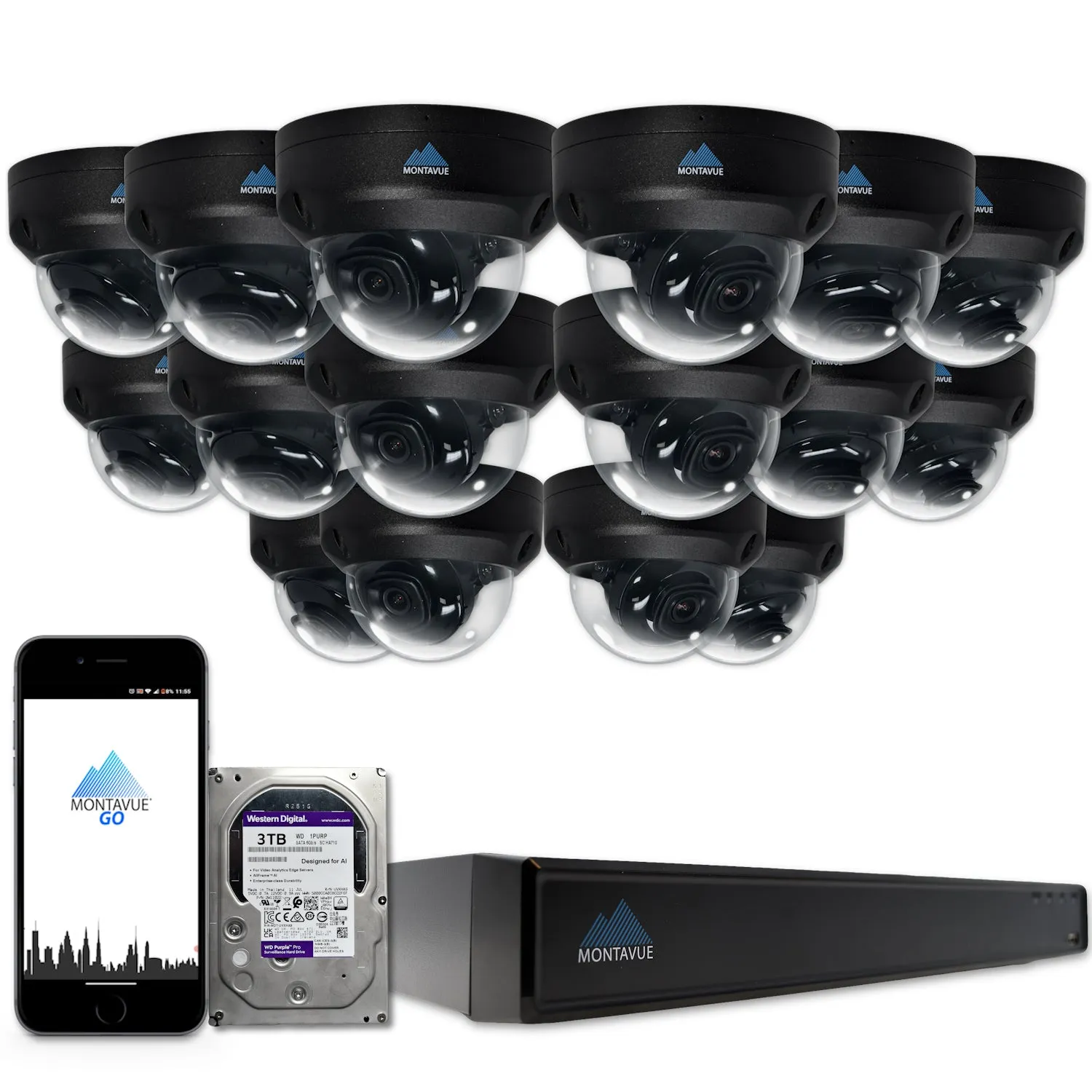 MTD4095 Package | 4MP 2K SMD  Dome Cameras and 16 Channel NVR with 3TB HDD