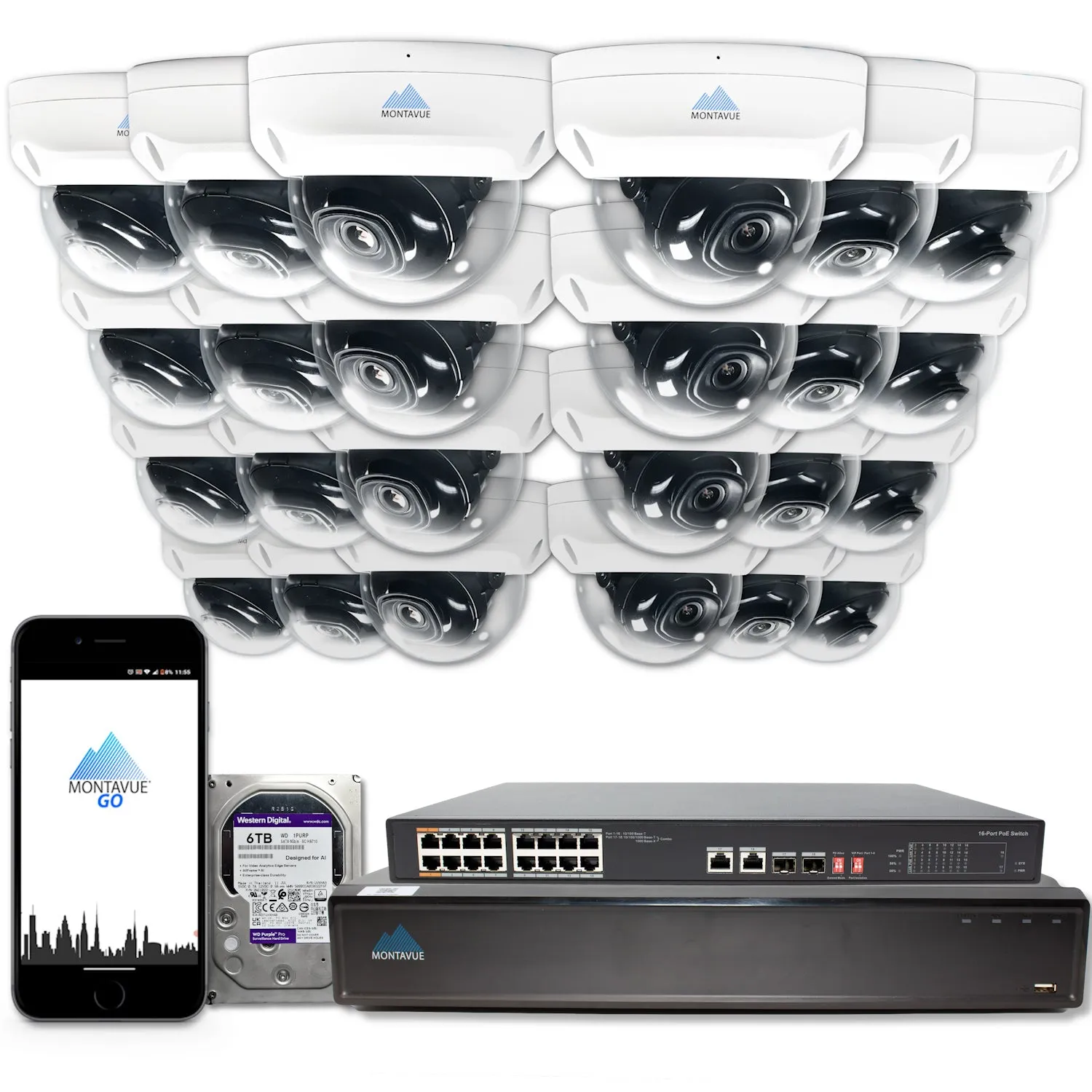 MTD4095 Package | 4MP 2K SMD  Dome Cameras and 32 Channel NVR with 6TB HDD