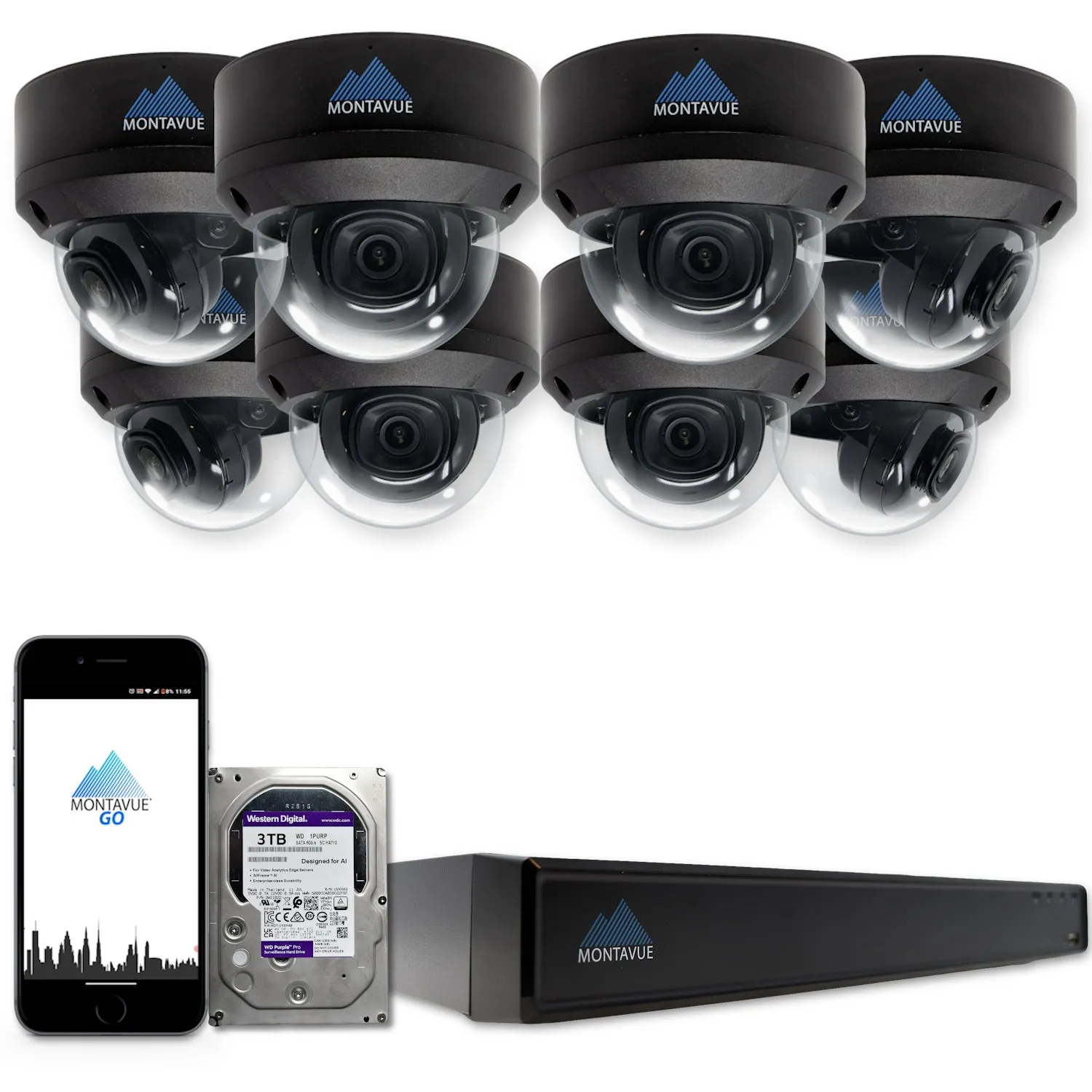 MTD8108-X Package | 8MP 4K SMD 4.0 Dome Cameras and 16 Channel NVR with 3TB HDD