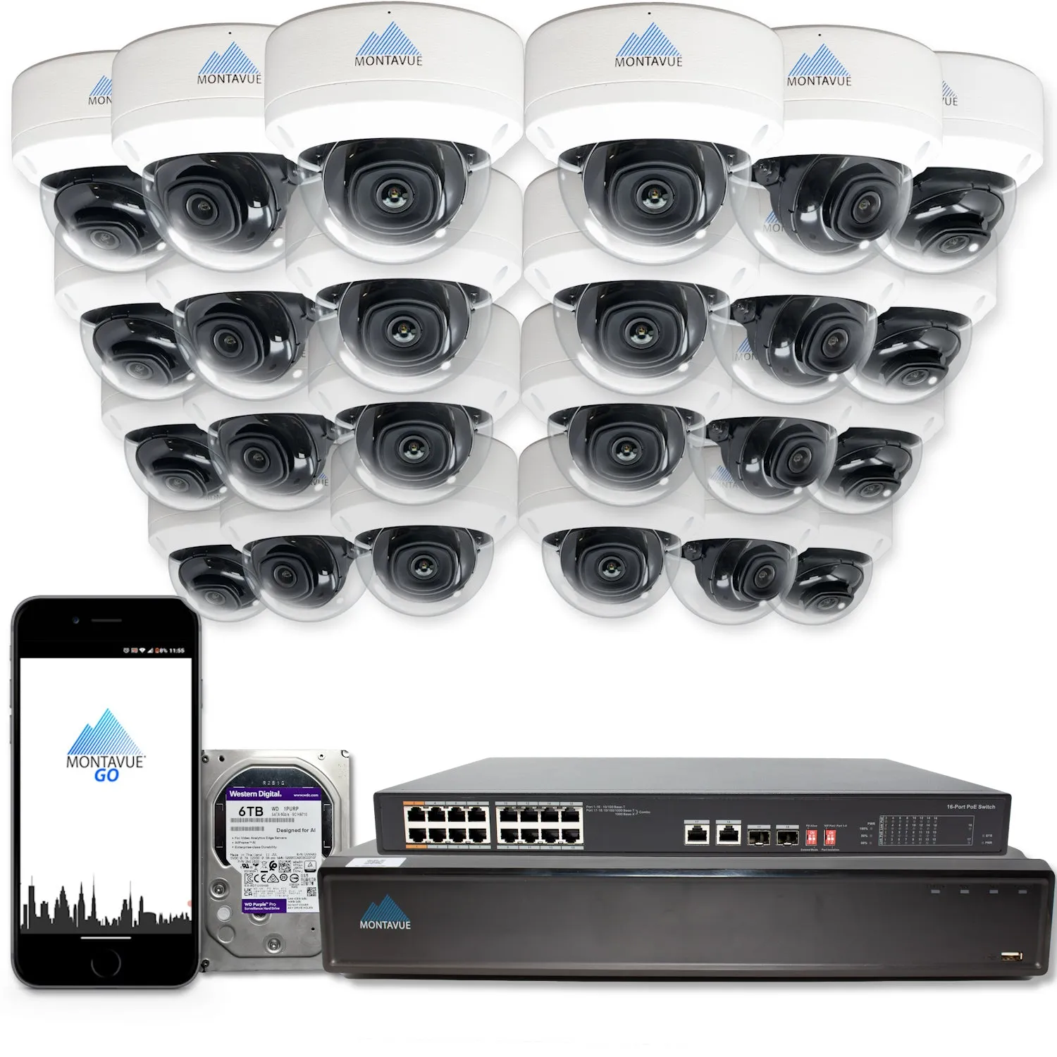 MTD8108-X Package | 8MP 4K SMD 4.0 Dome Cameras and 32 Channel NVR with 6TB HDD