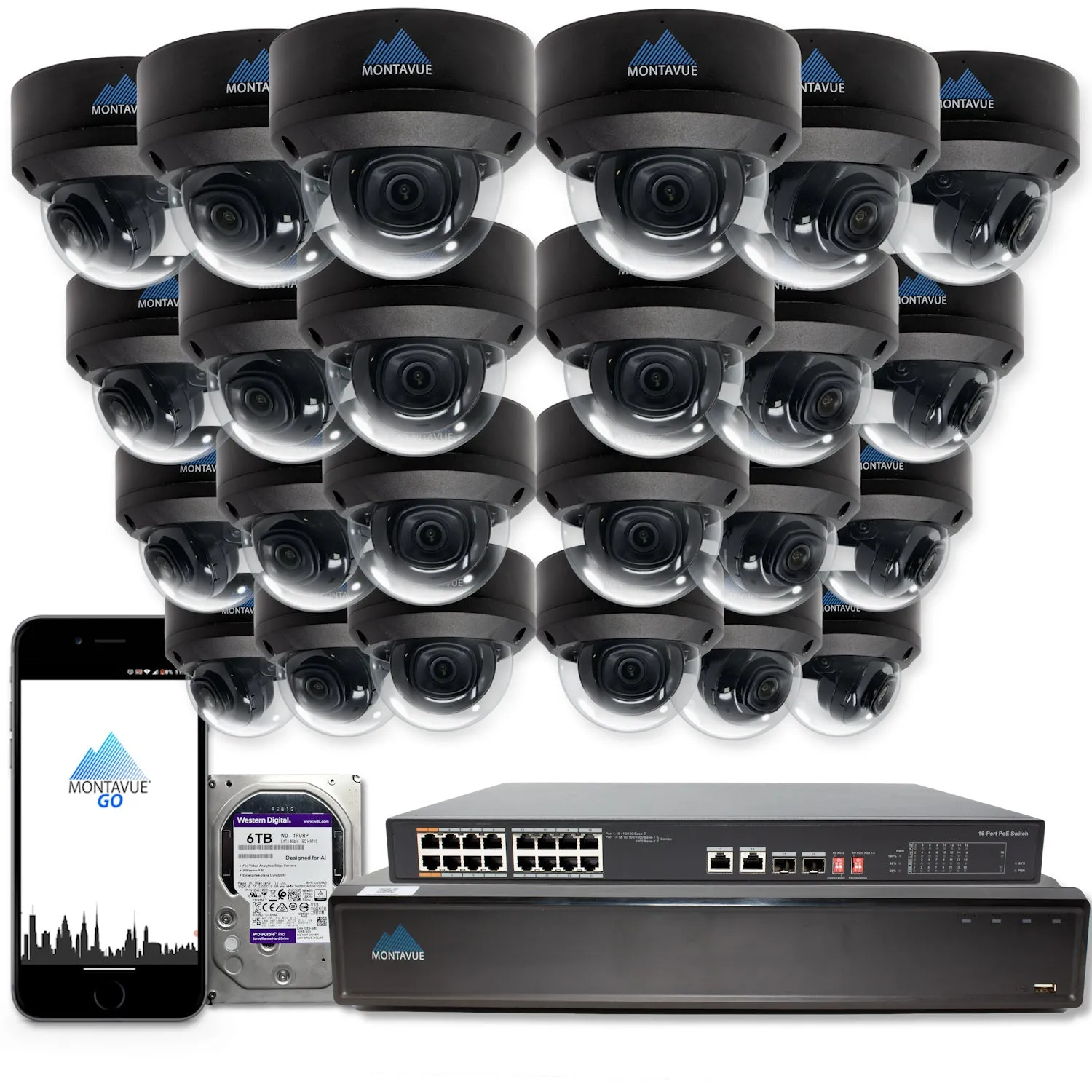 MTD8108-X Package | 8MP 4K SMD 4.0 Dome Cameras and 32 Channel NVR with 6TB HDD