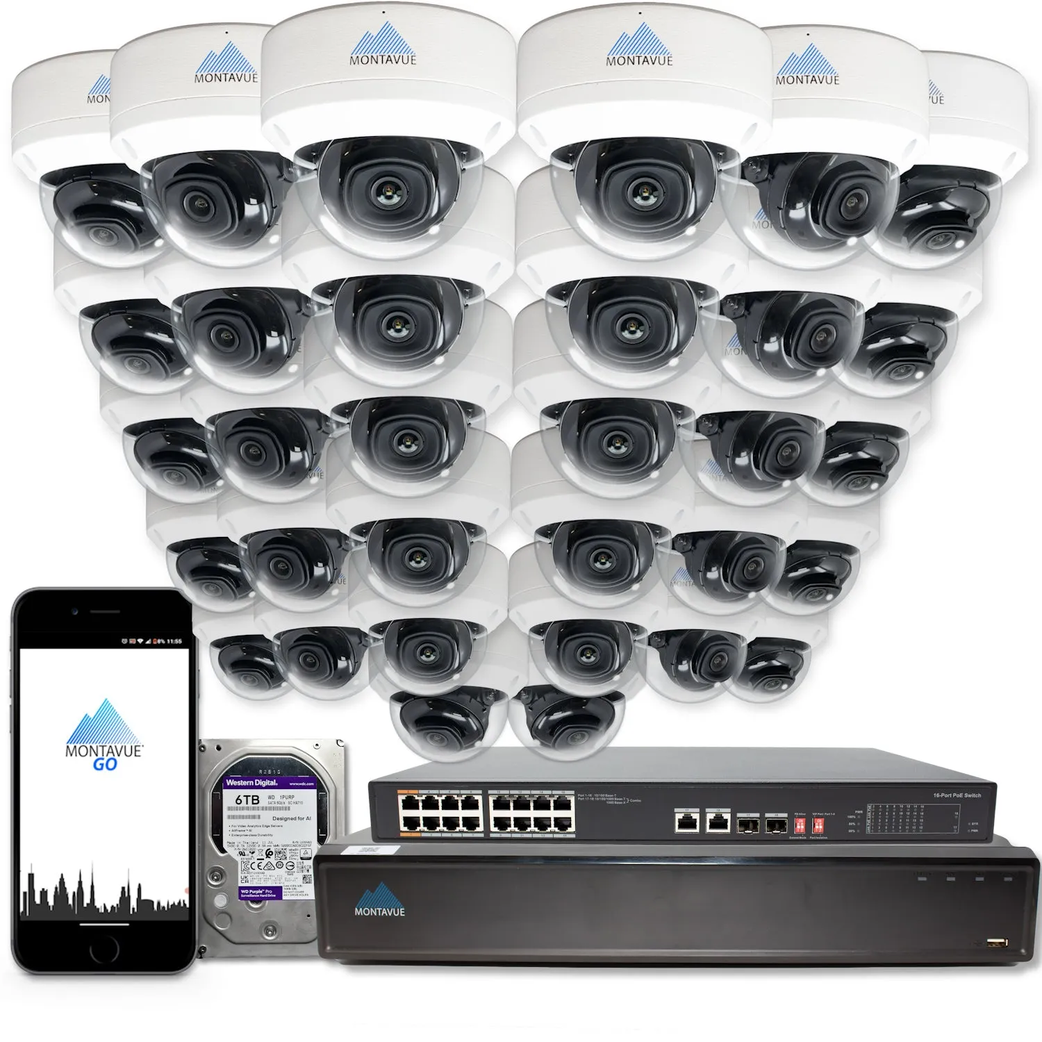 MTD8108-X Package | 8MP 4K SMD 4.0 Dome Cameras and 32 Channel NVR with 6TB HDD