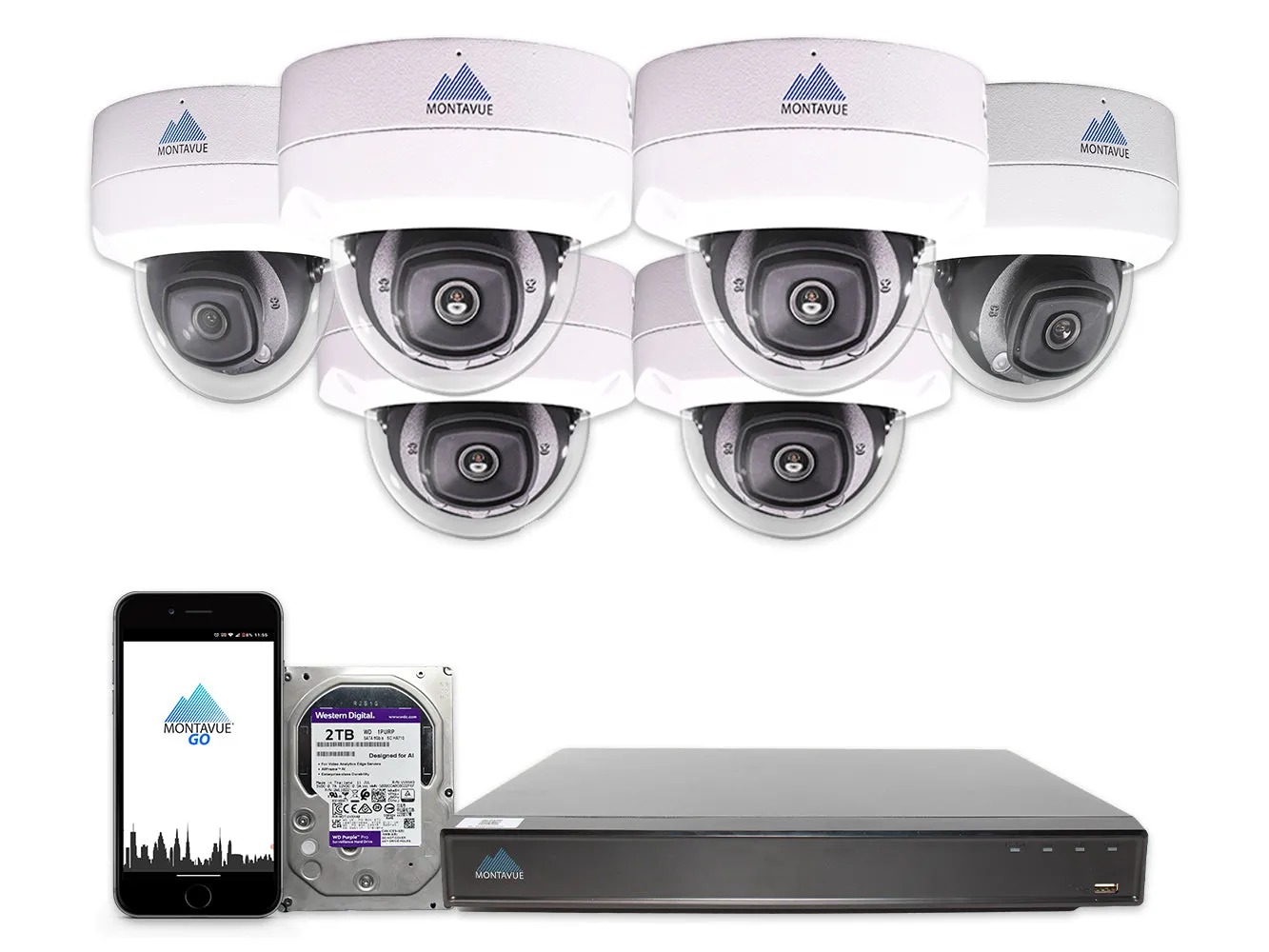 MTD8110 Package | 4K Acupick Vandal-Proof Dome Cameras and 5 Series 8 Channel AI NVR with 2TB HDD