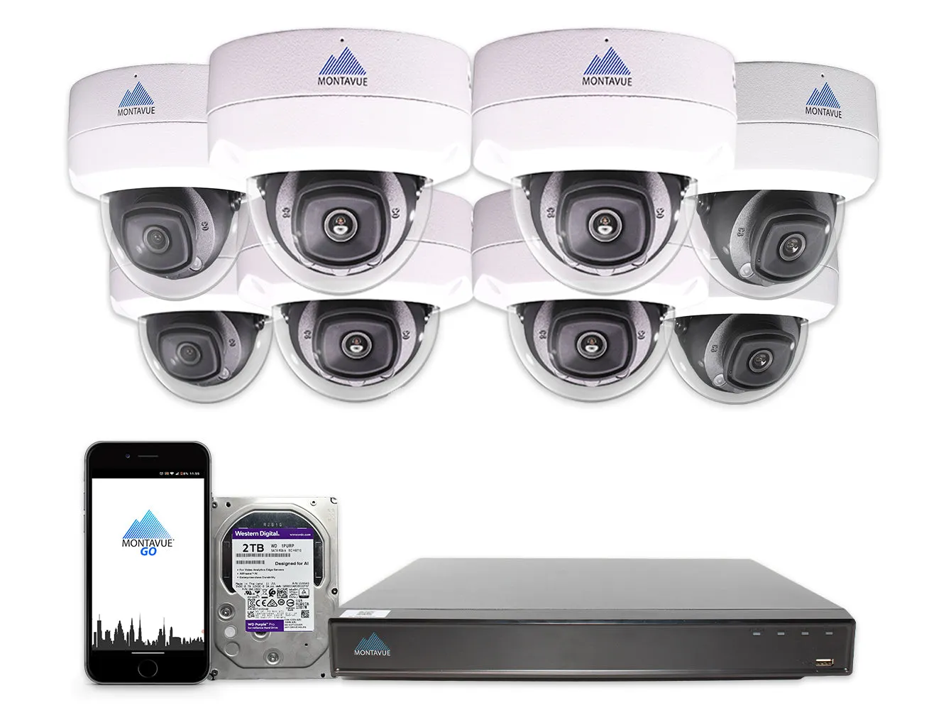 MTD8110 Package | 4K Acupick Vandal-Proof Dome Cameras and 5 Series 8 Channel AI NVR with 2TB HDD