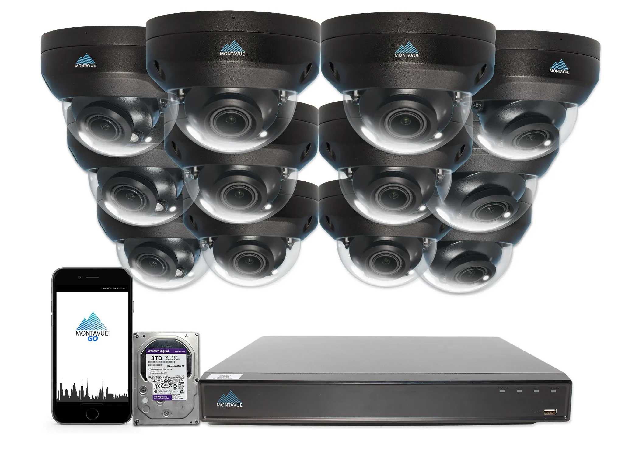 MTD8113-V-AISMD Package | 8MP 4K Smart Varifocal Dome Cameras and 16 Channel 4 Series AI NVR and 3TB HDD