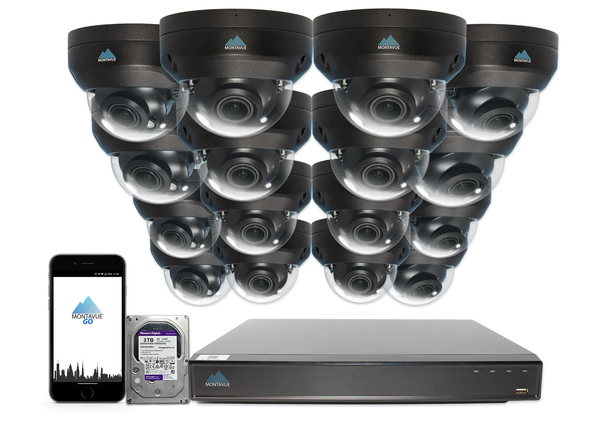 MTD8113-V-AISMD Package | 8MP 4K Smart Varifocal Dome Cameras and 16 Channel 4 Series AI NVR and 3TB HDD