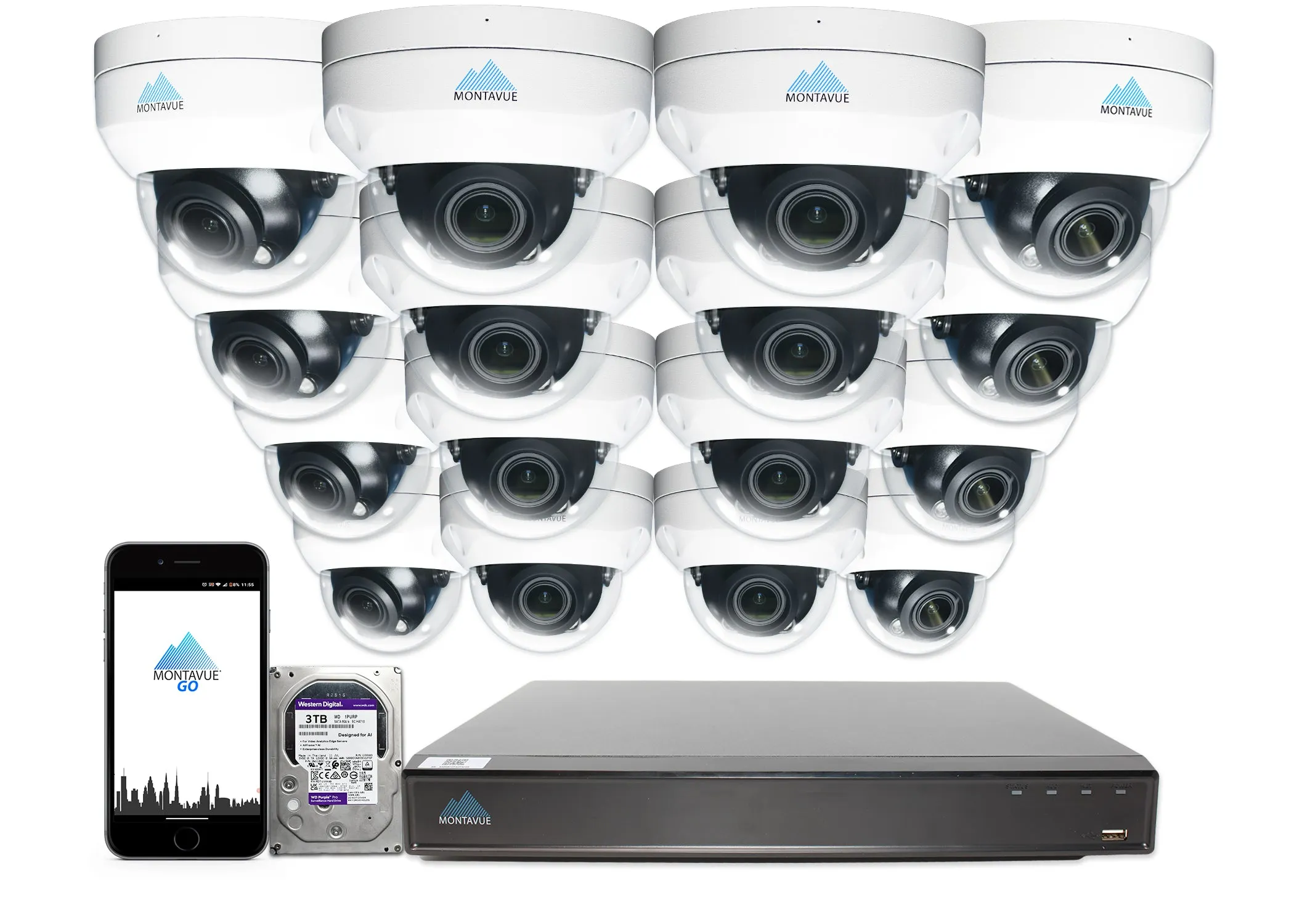 MTD8113-V-AISMD Package | 8MP 4K Smart Varifocal Dome Cameras and 16 Channel 4 Series AI NVR and 3TB HDD