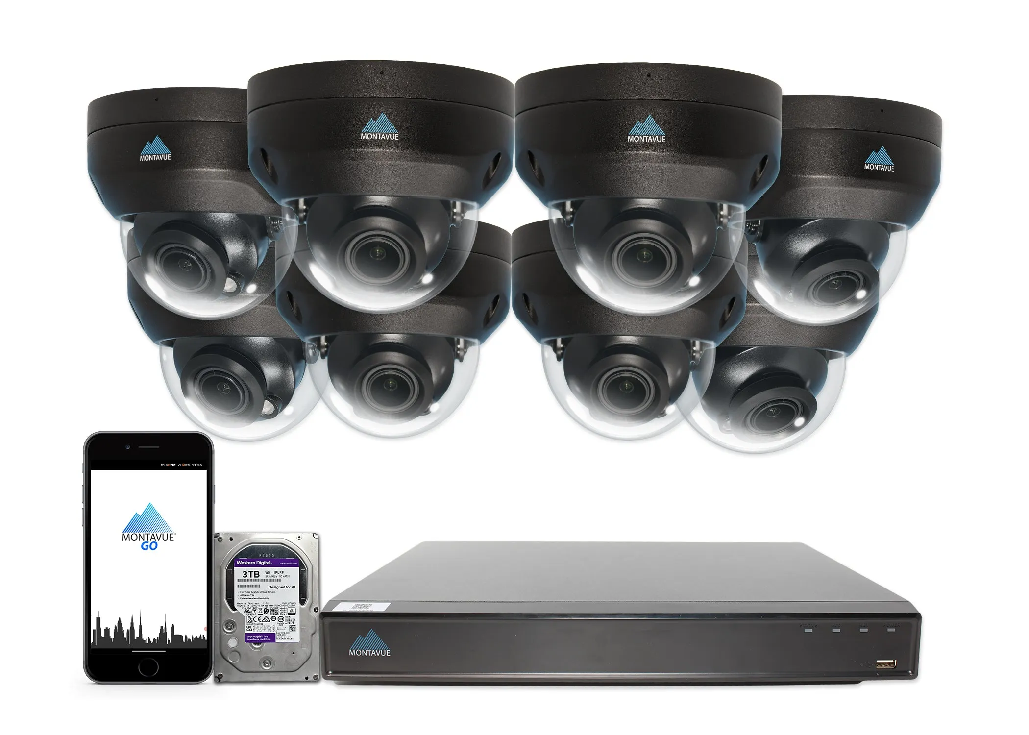 MTD8113-V-AISMD Package | 8MP 4K Smart Varifocal Dome Cameras and 16 Channel 4 Series AI NVR and 3TB HDD