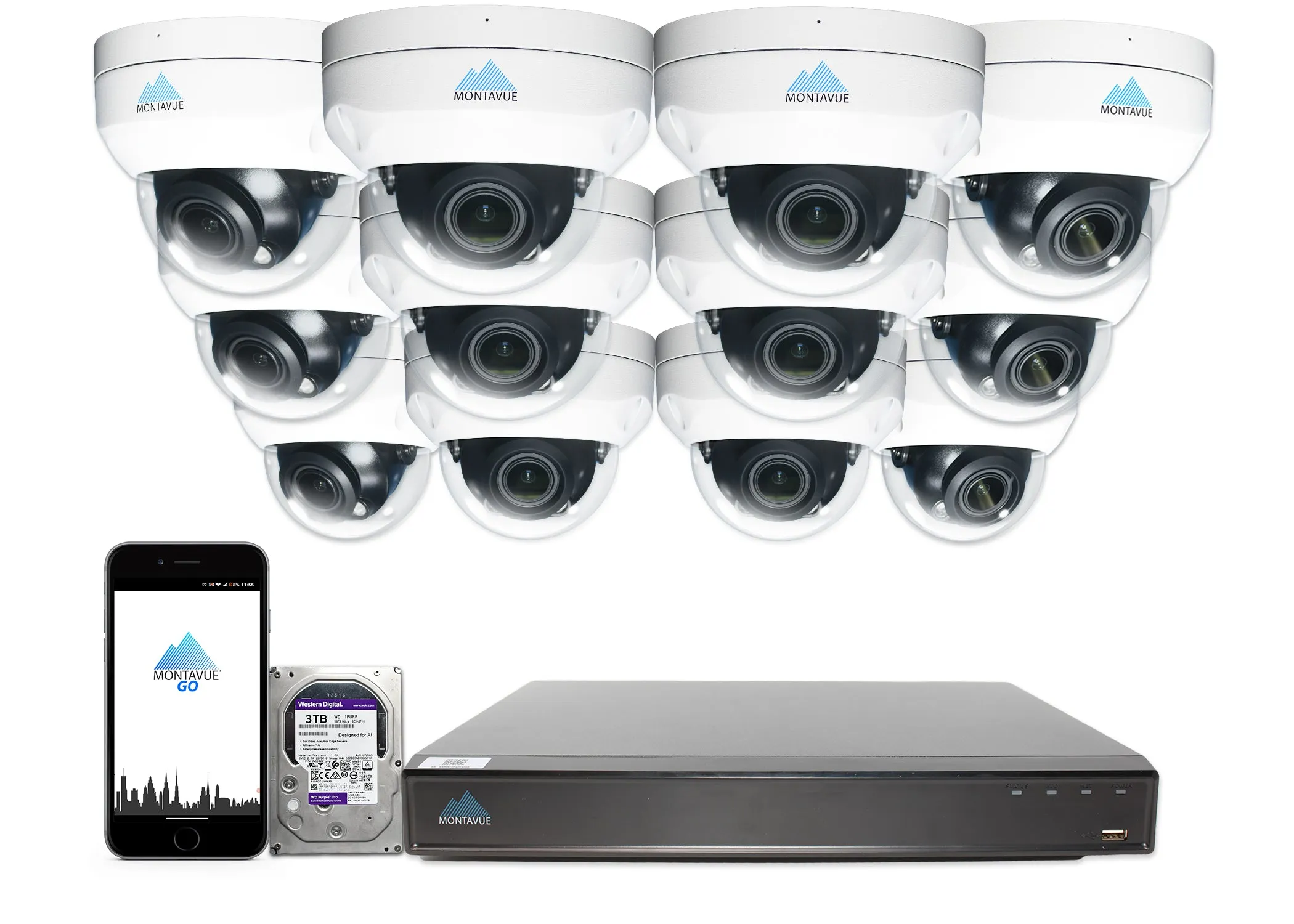 MTD8113-V-AISMD Package | 8MP 4K Smart Varifocal Dome Cameras and 16 Channel 4 Series AI NVR and 3TB HDD