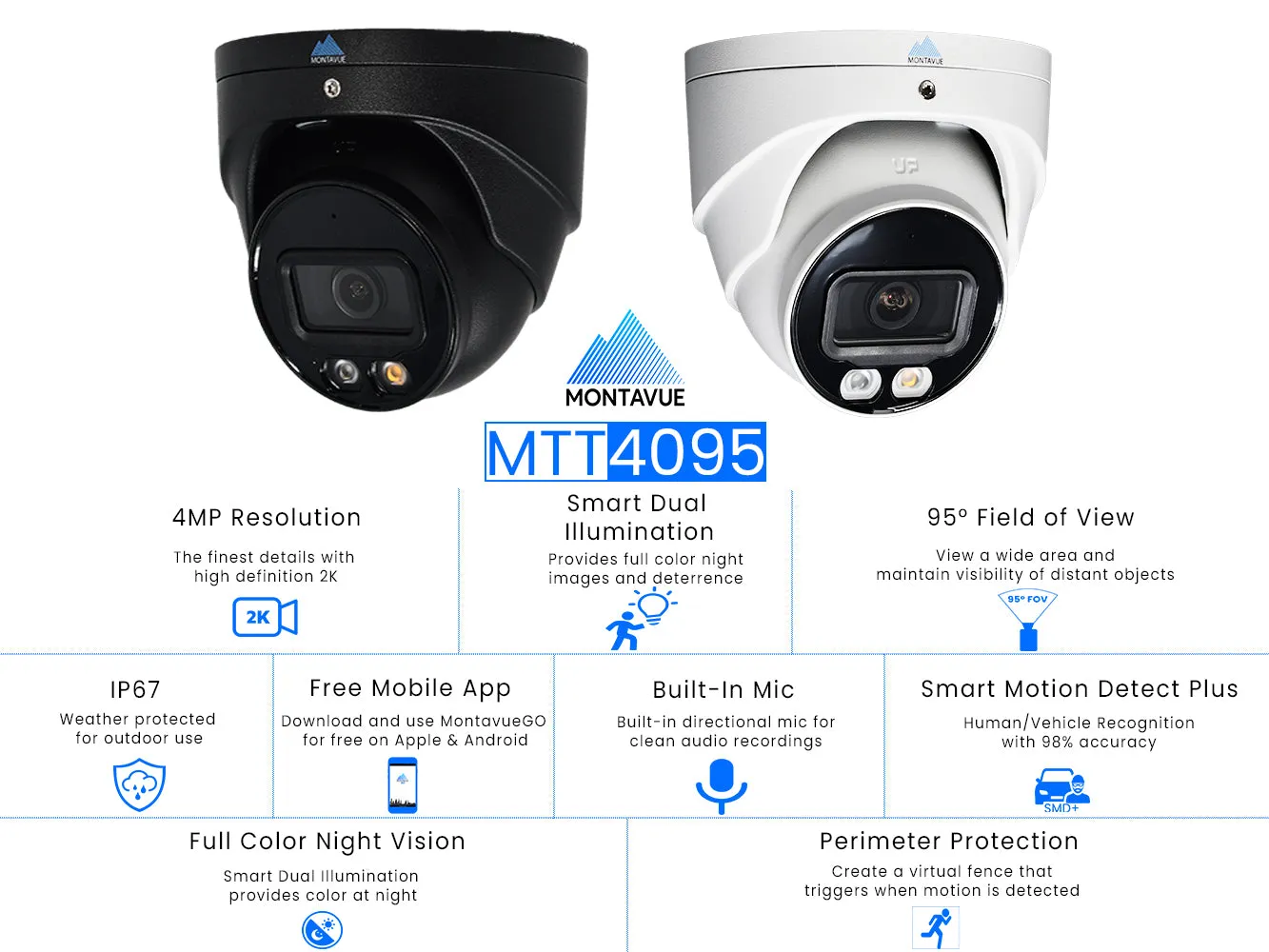 MTT4095 Package | 4MP 2K SMD  Turret Cameras and 16 Channel NVR with 3TB HDD