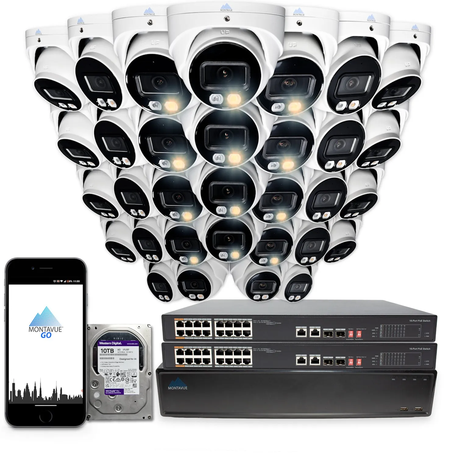 MTT4095 Package | 4MP 2K SMD  Turret Cameras and 64 Channel NVR with 10TB HDD