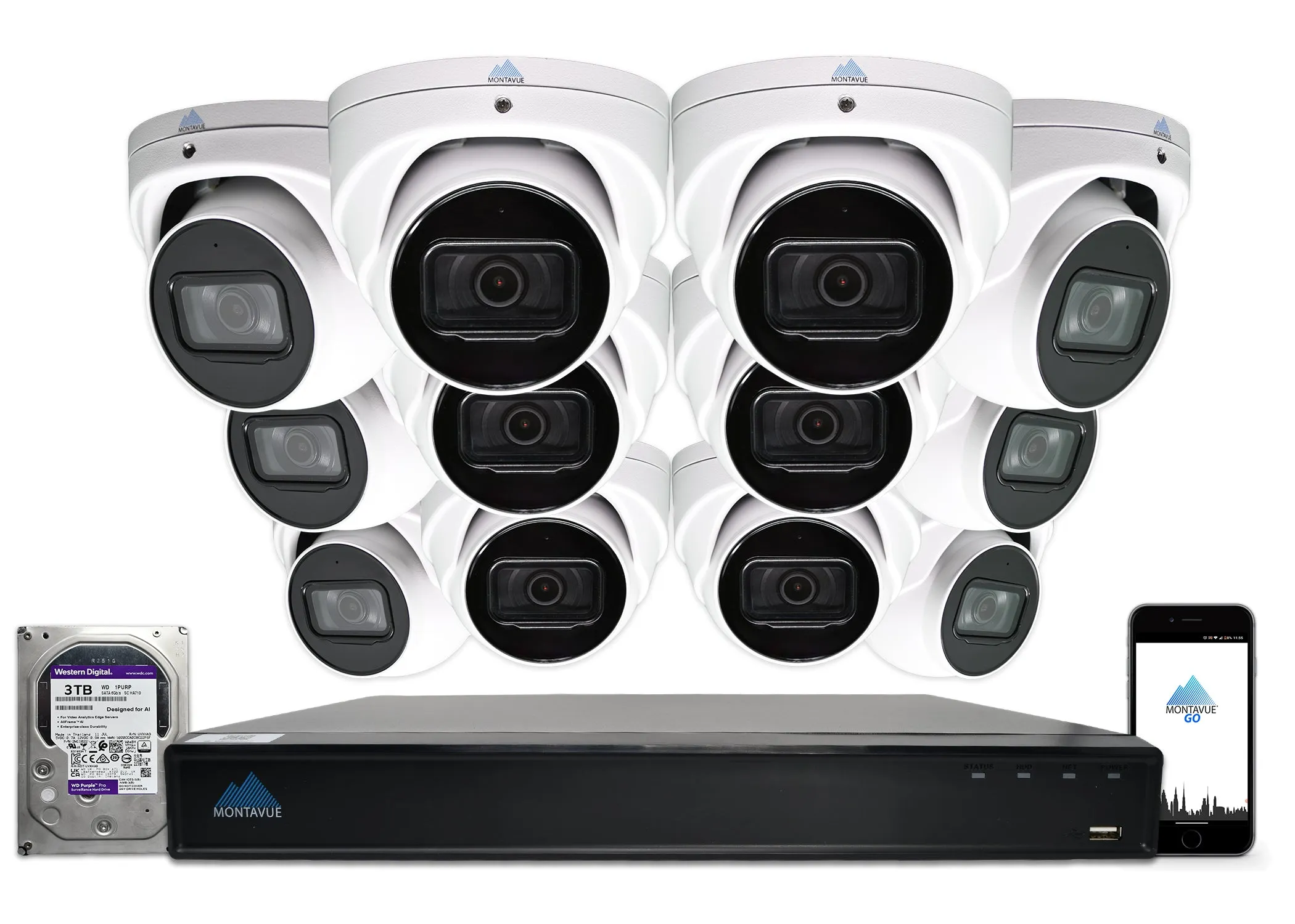 MTT8106-SMD Package | 8MP 4K Smart Motion Turret Cameras and 16 Channel NVR with 3TB HDD