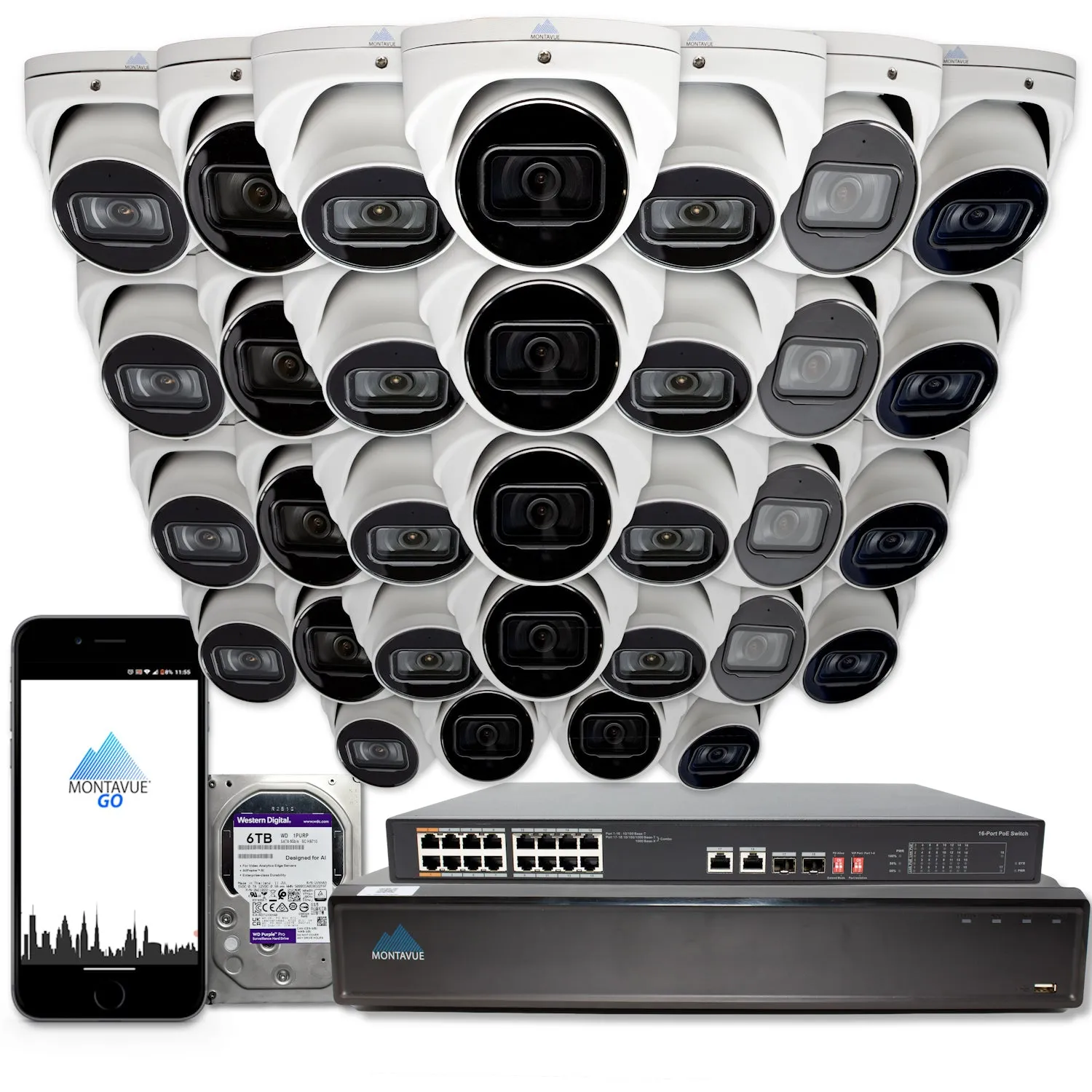 MTT8106-SMD Package | 8MP 4K Smart Motion Turret Cameras and 32 Channel NVR with 6TB HDD